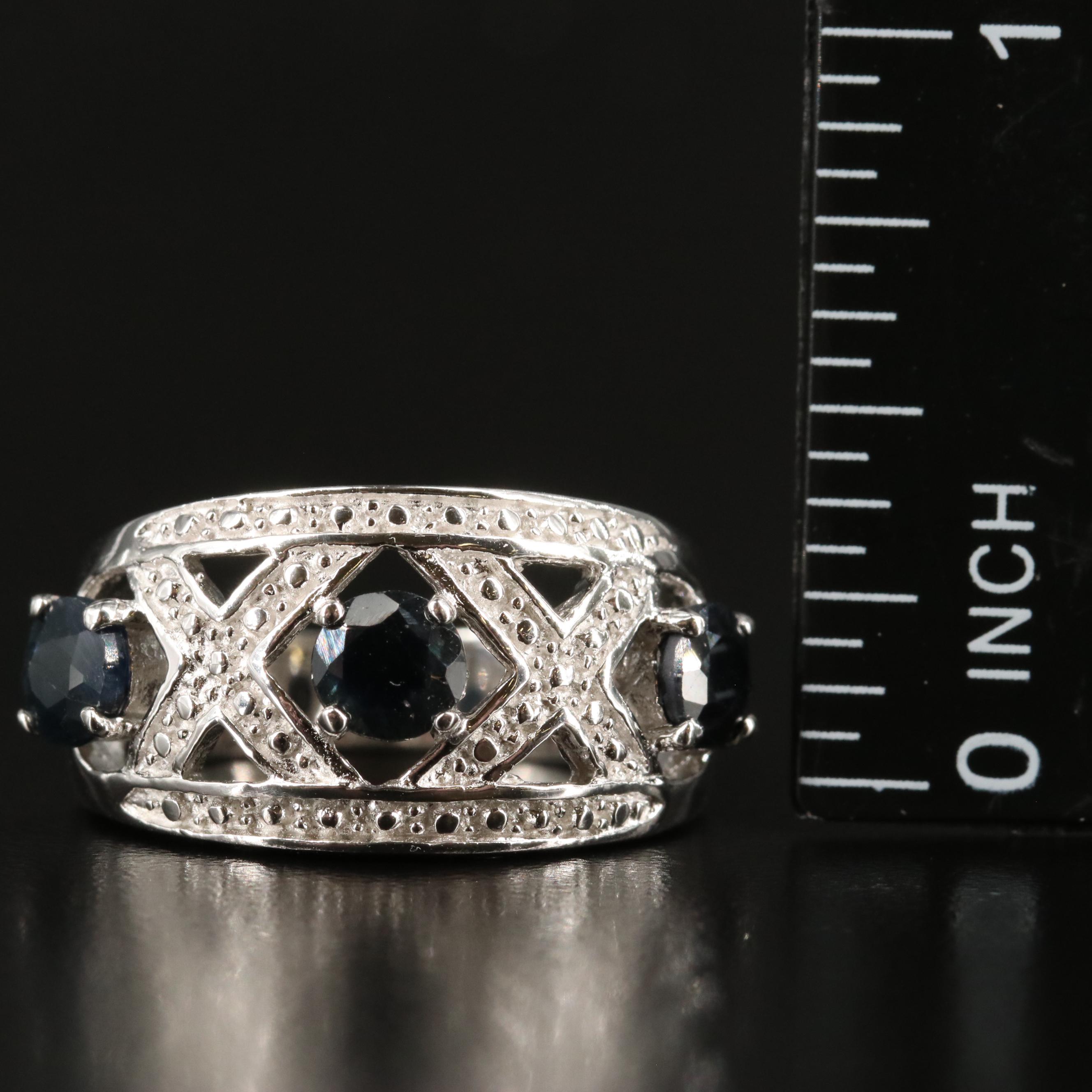 Sterling Sapphire Tapered Band