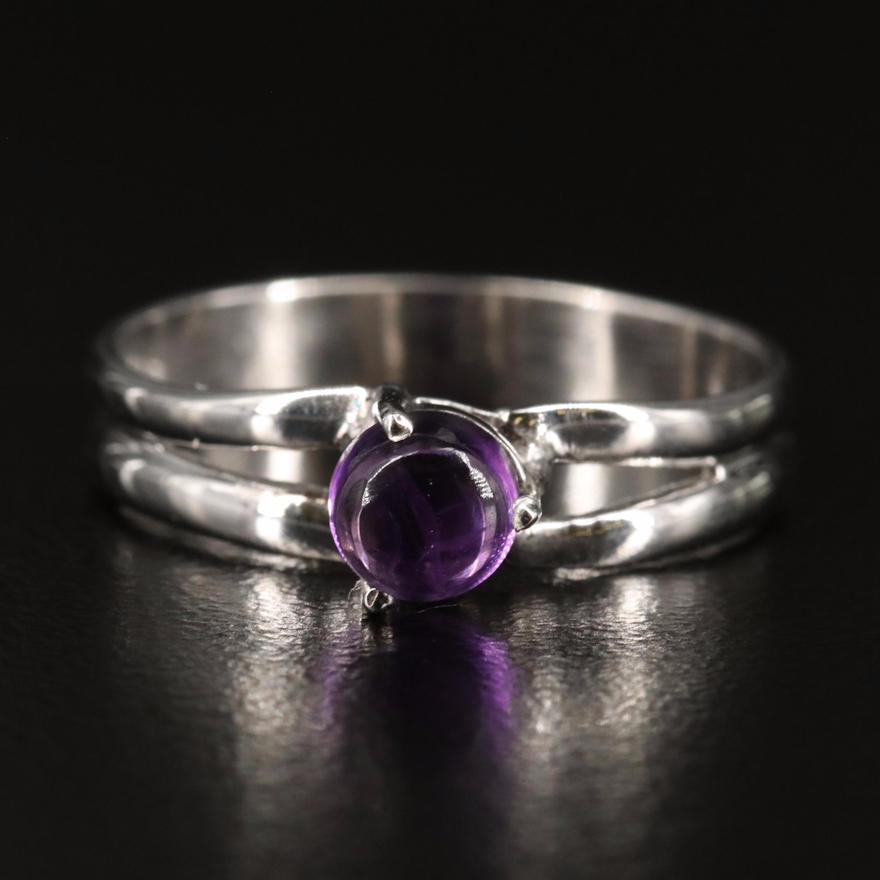 Sterling Amethyst Solitaire Ring