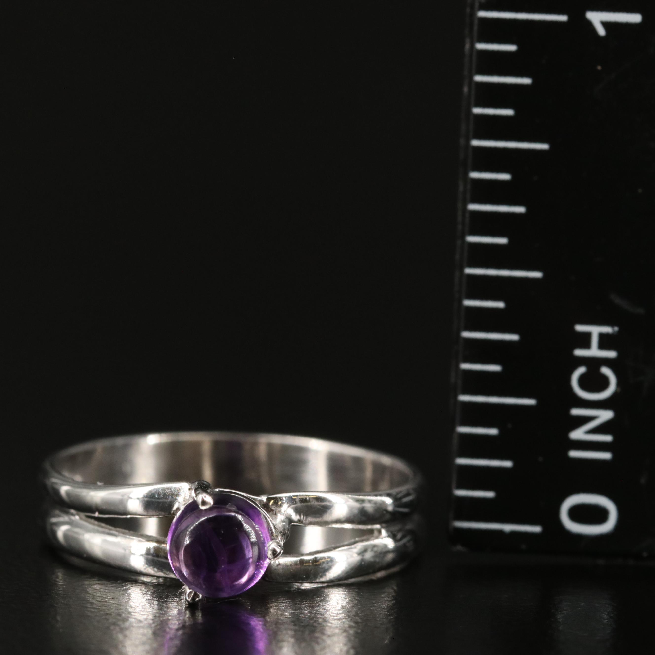 Sterling Amethyst Solitaire Ring