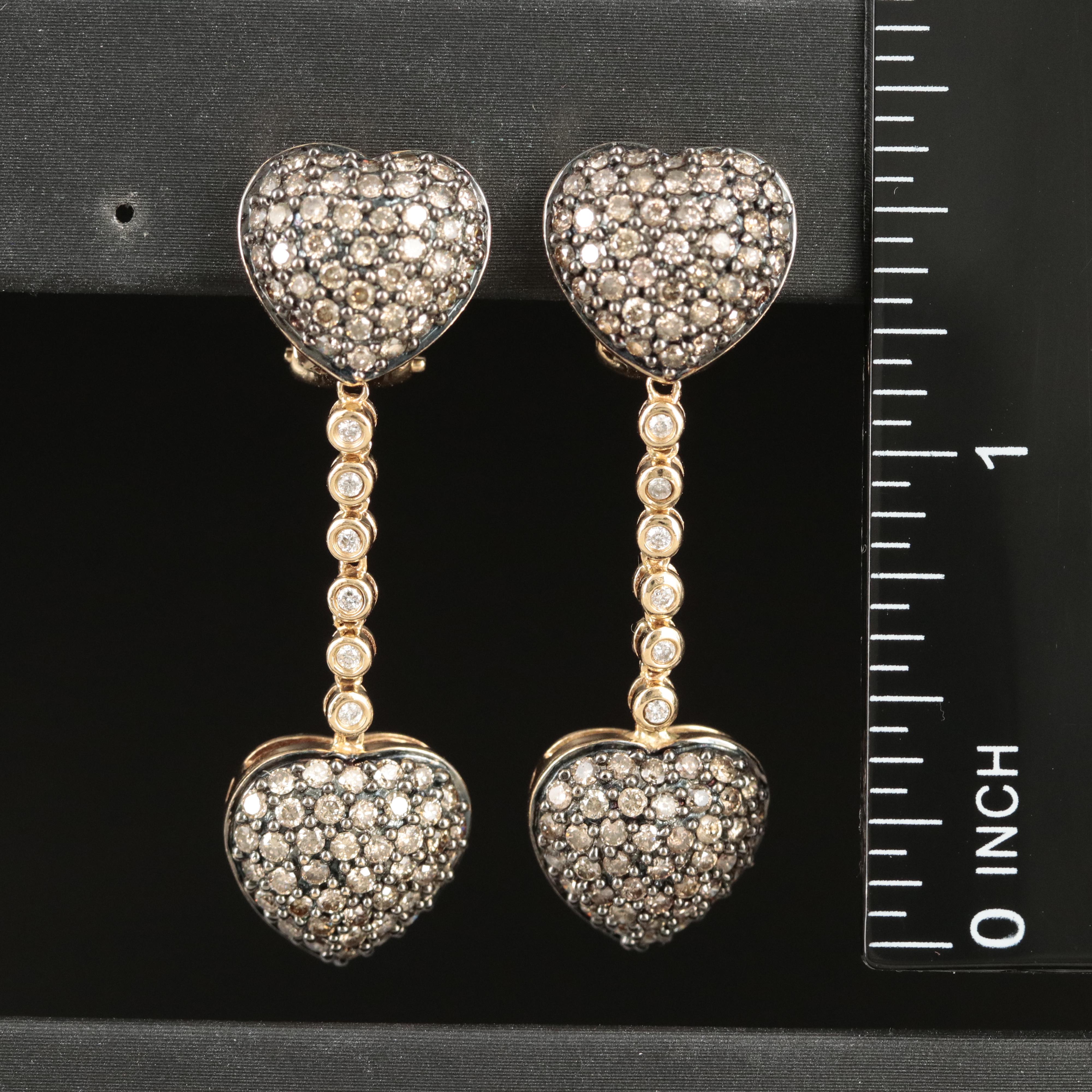 14K 2.00 CTW Diamond Heart Earrings