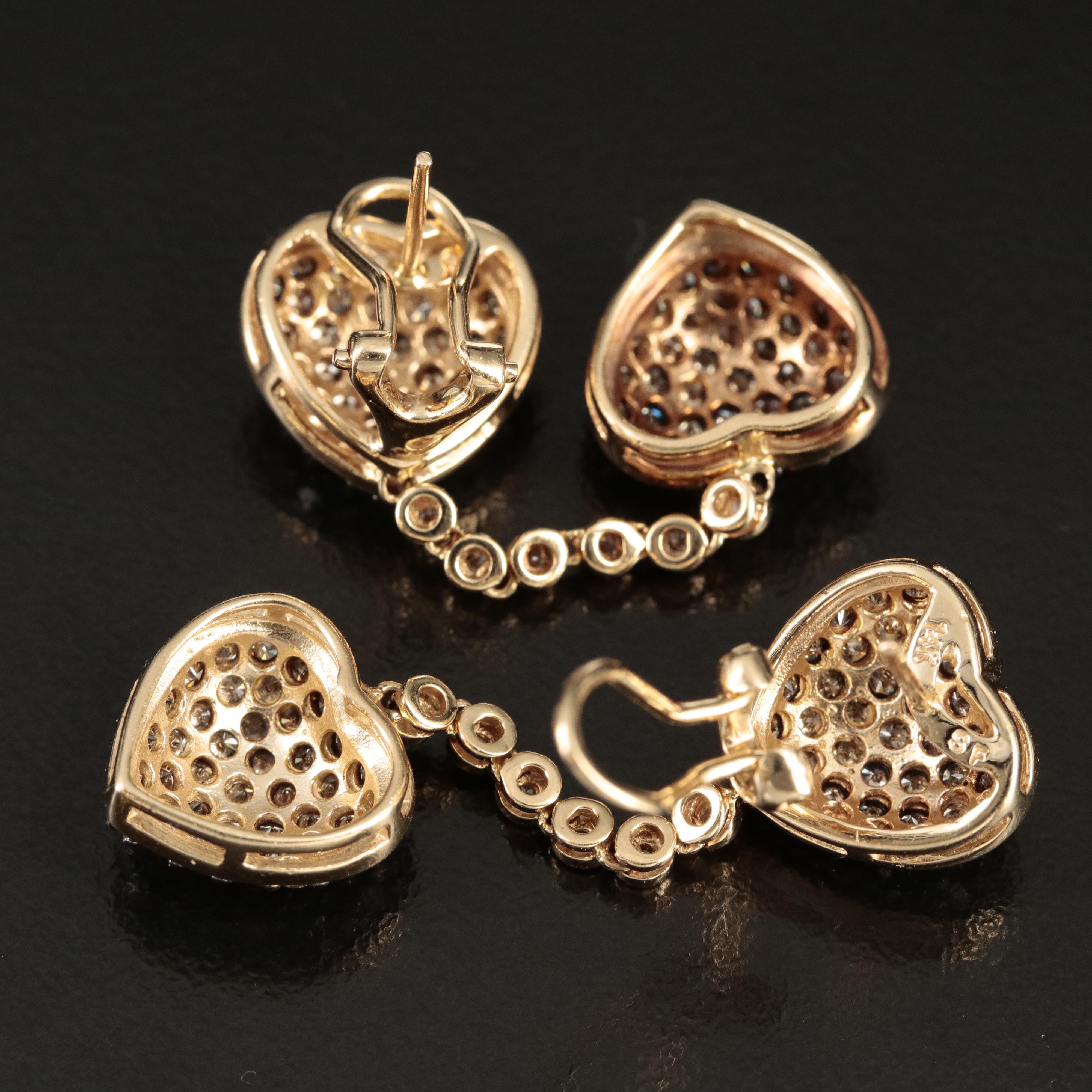 14K 2.00 CTW Diamond Heart Earrings