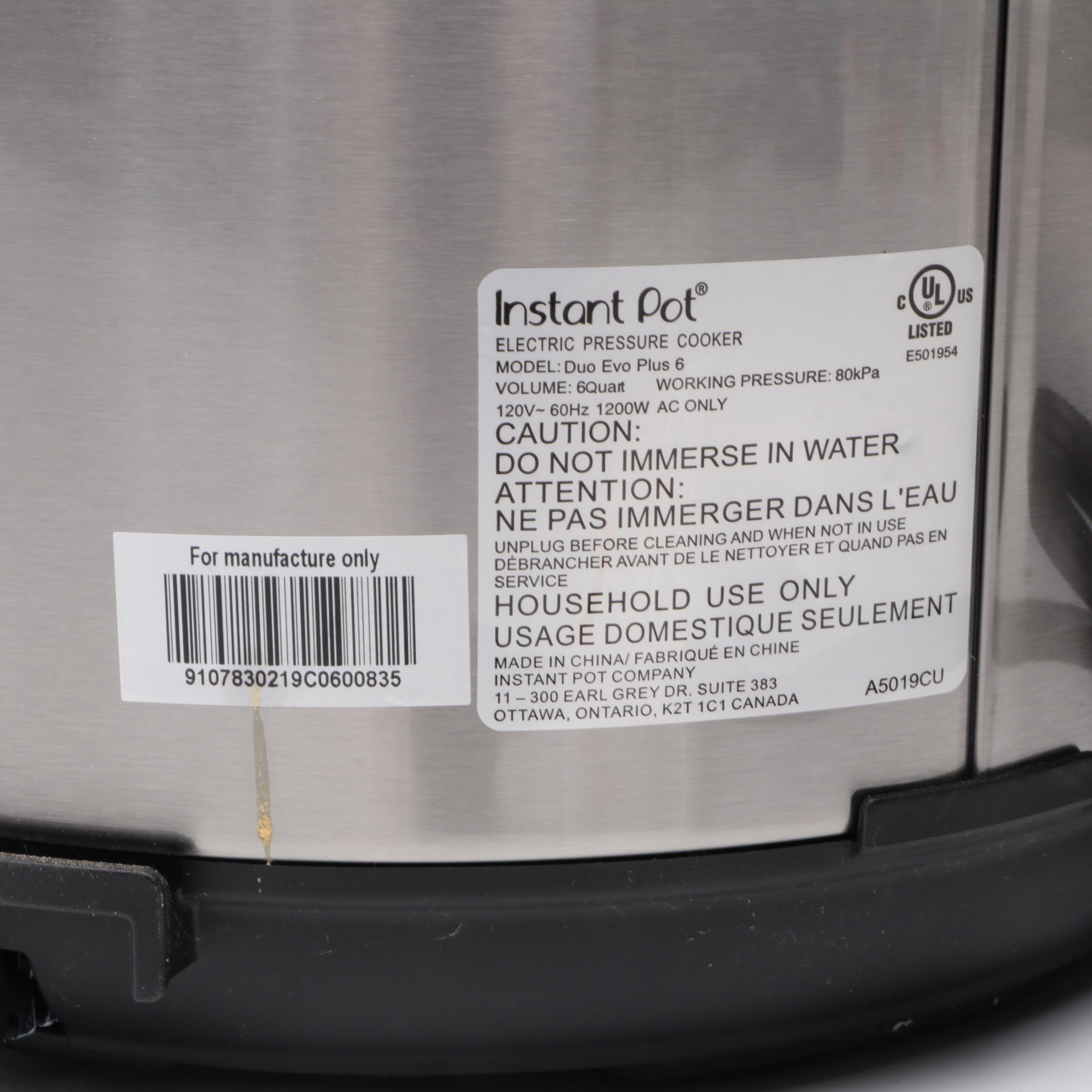 Instant Pot Duo Evo Plus 6 Pressure Cooker with Salt and Pepper Mills and More