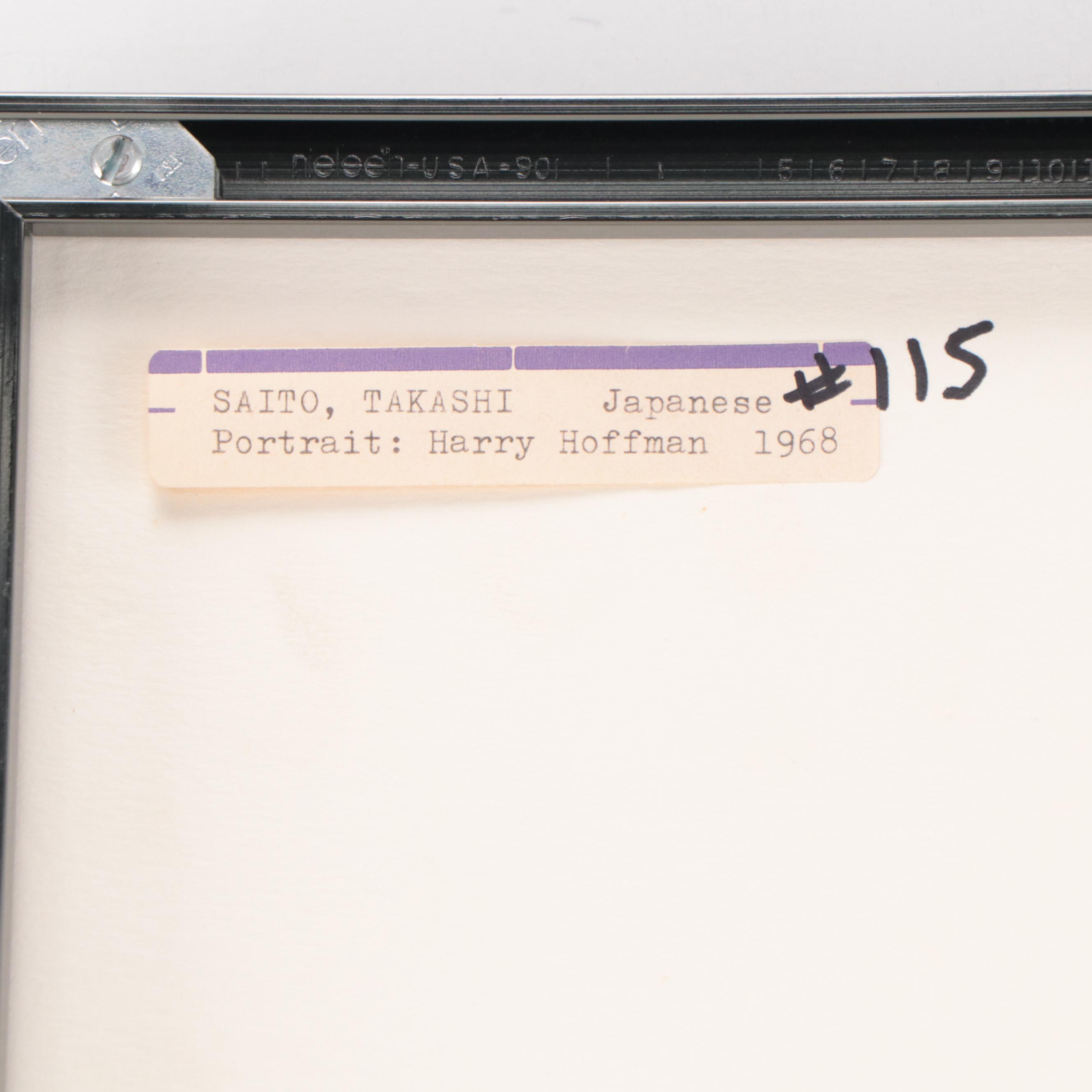 Takashi Saito Charcoal Drawing "Harry Hoffman," 1968