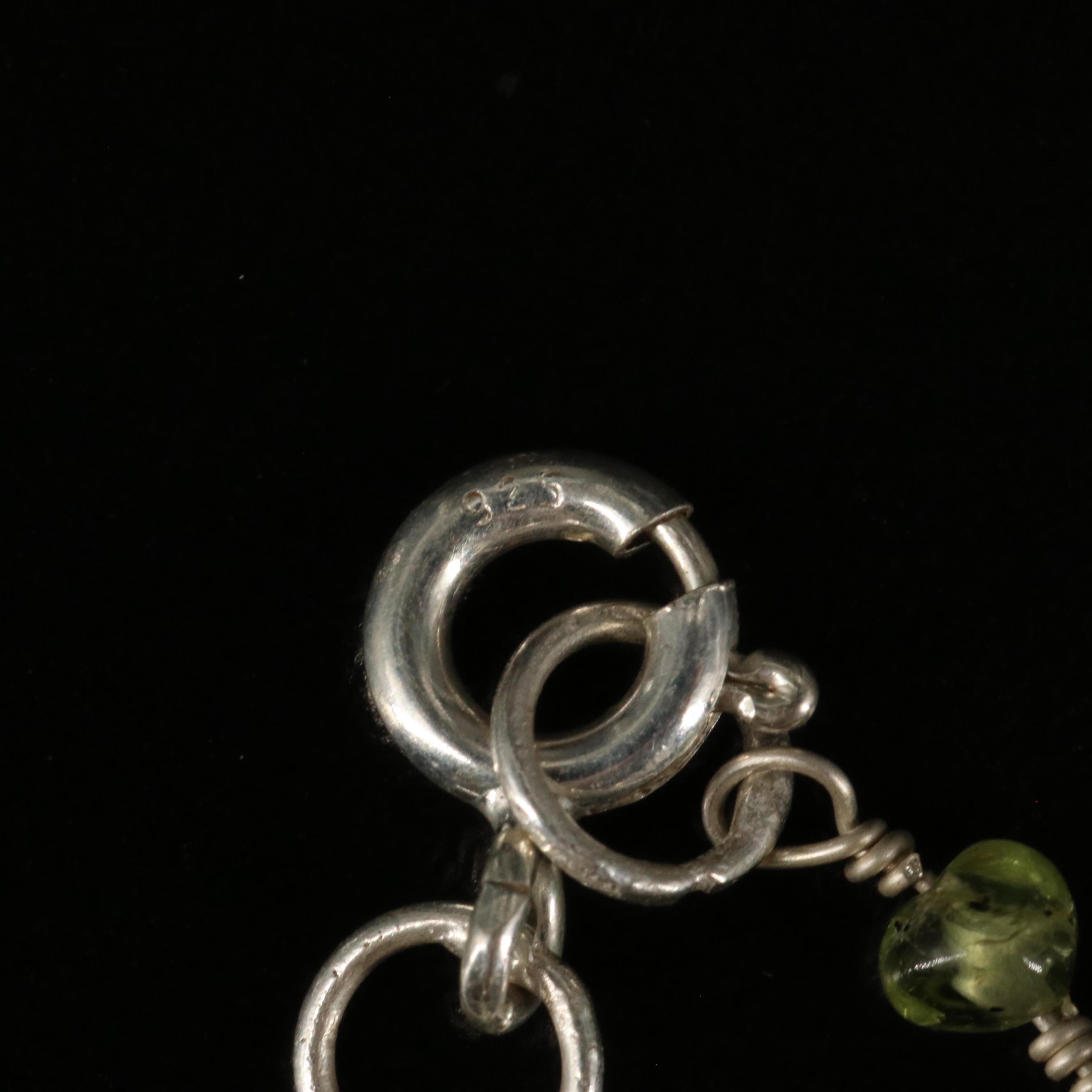 Sterling Garnet and Peridot Station Necklace