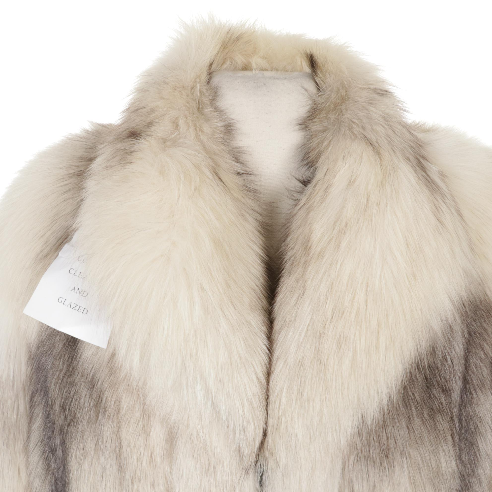 Shadow Fox Fur Coat with Zip-Front Closure by Saga Fox