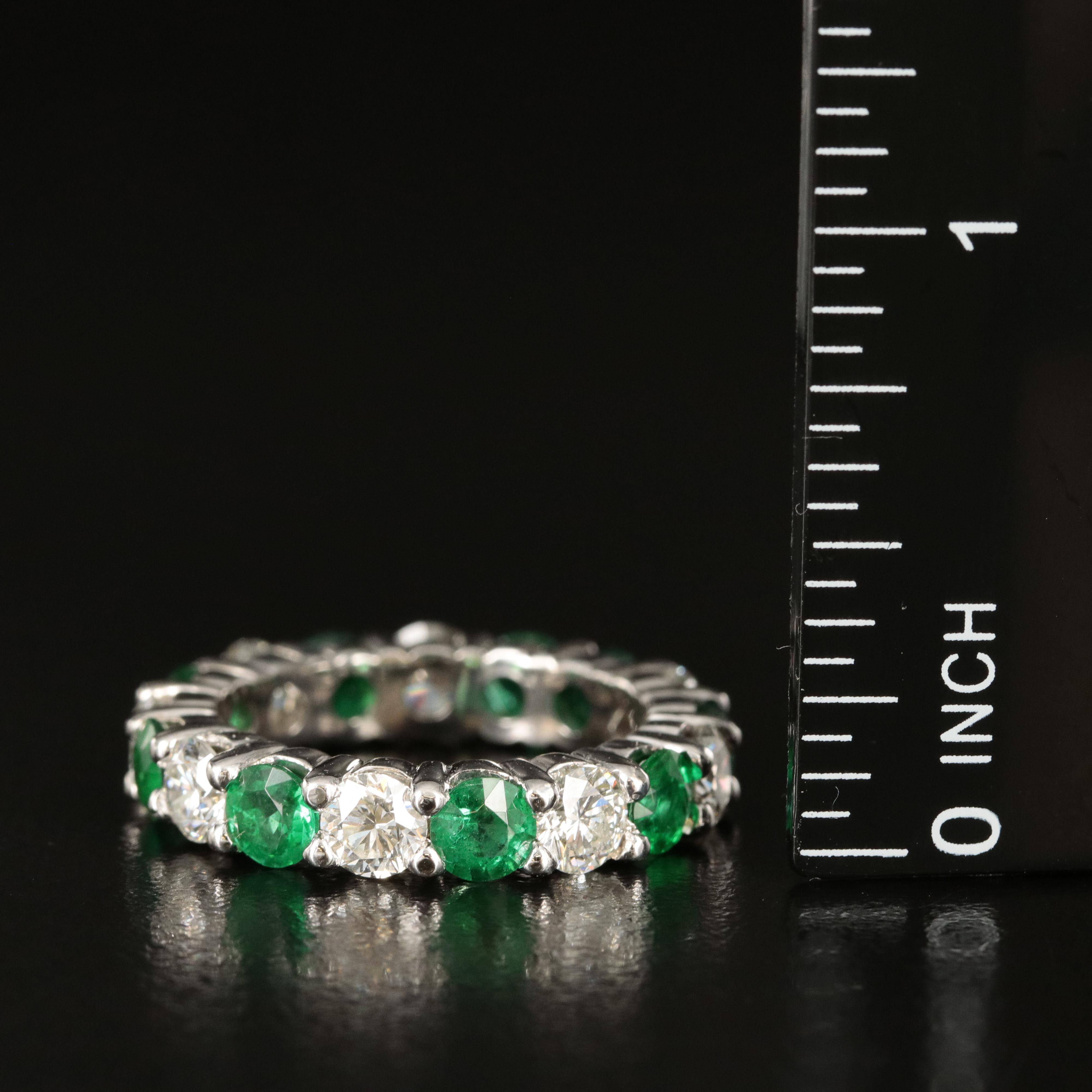 14K Emerald and 3.68 CTW Diamond Eternity Band