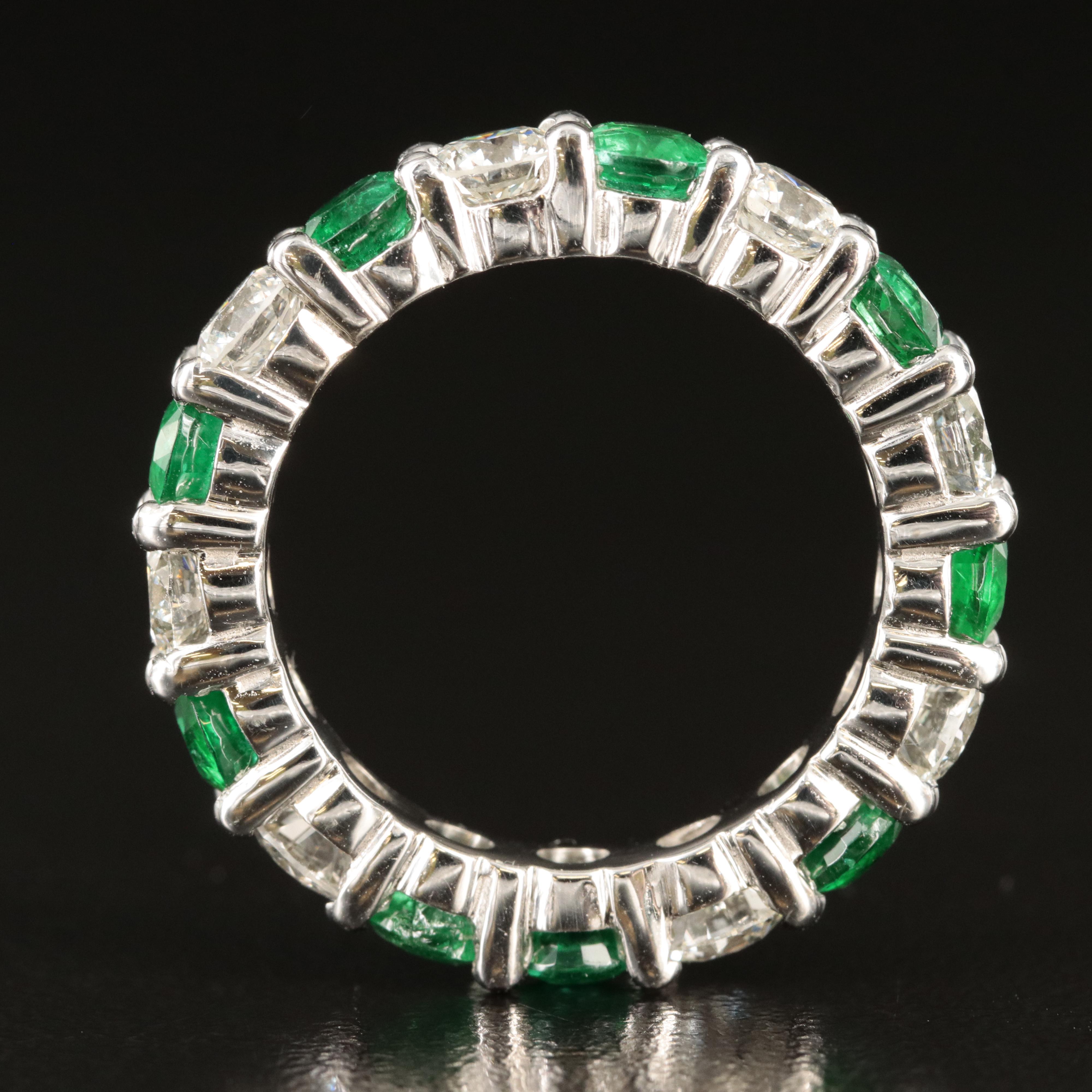 14K Emerald and 3.68 CTW Diamond Eternity Band
