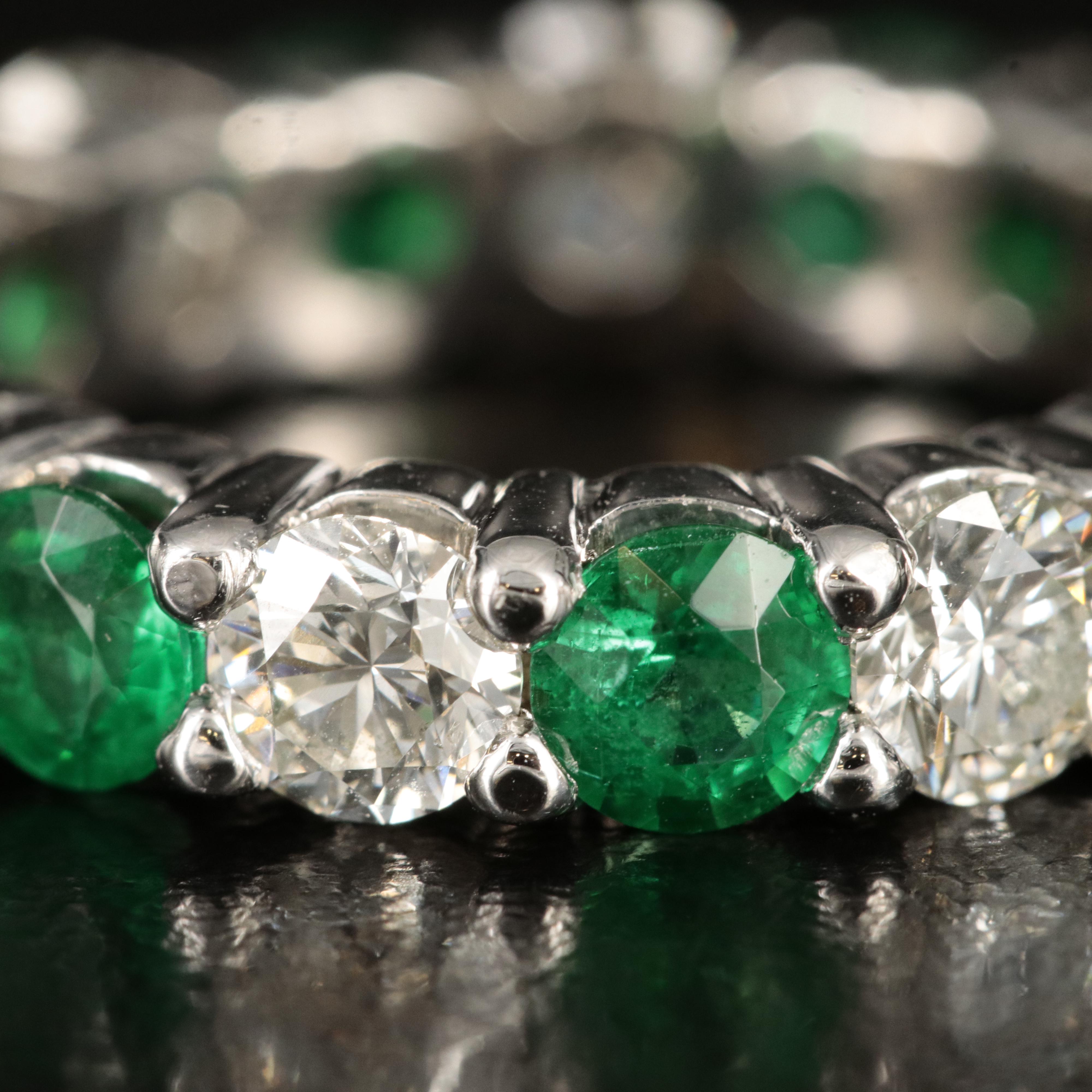 14K Emerald and 3.68 CTW Diamond Eternity Band