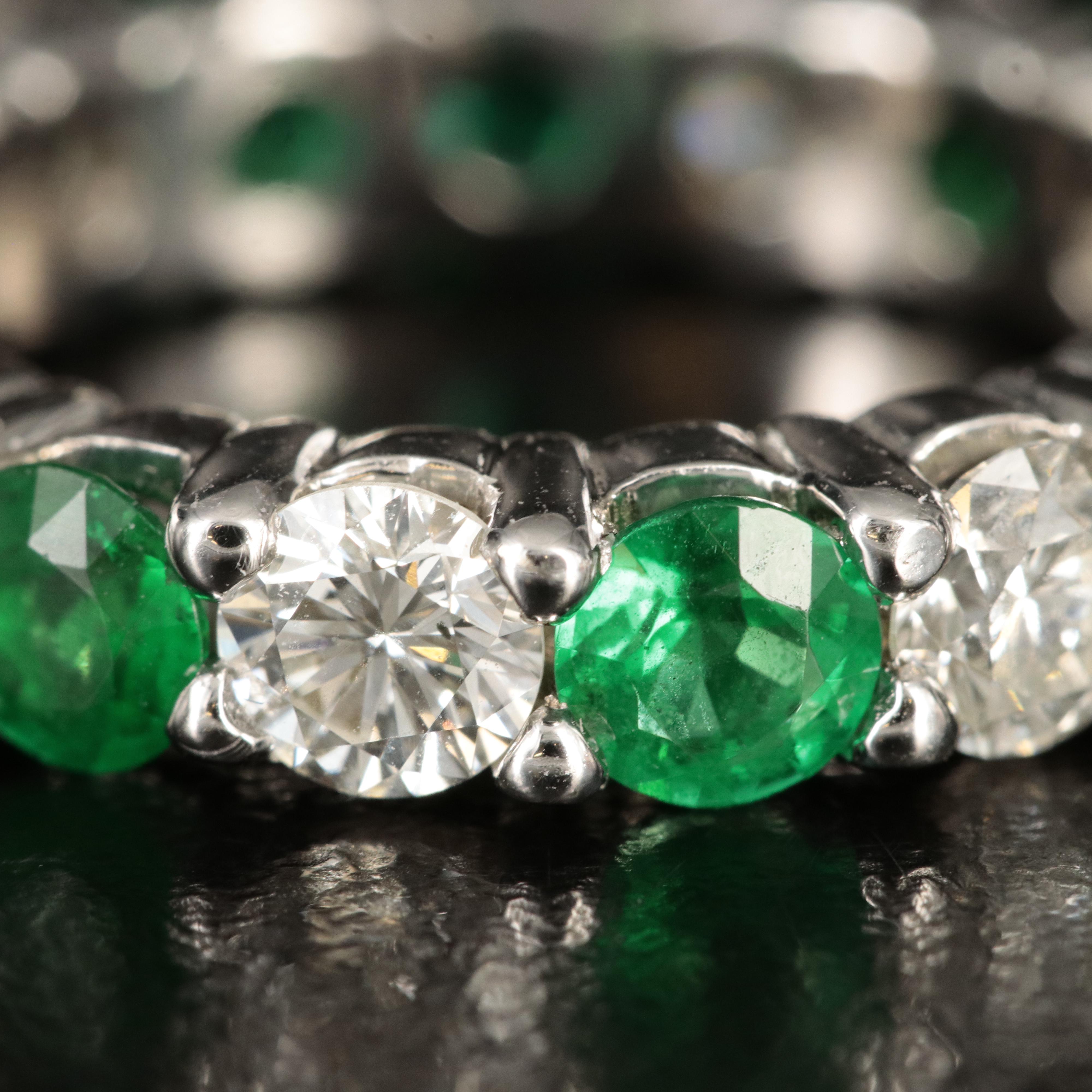 14K Emerald and 3.68 CTW Diamond Eternity Band