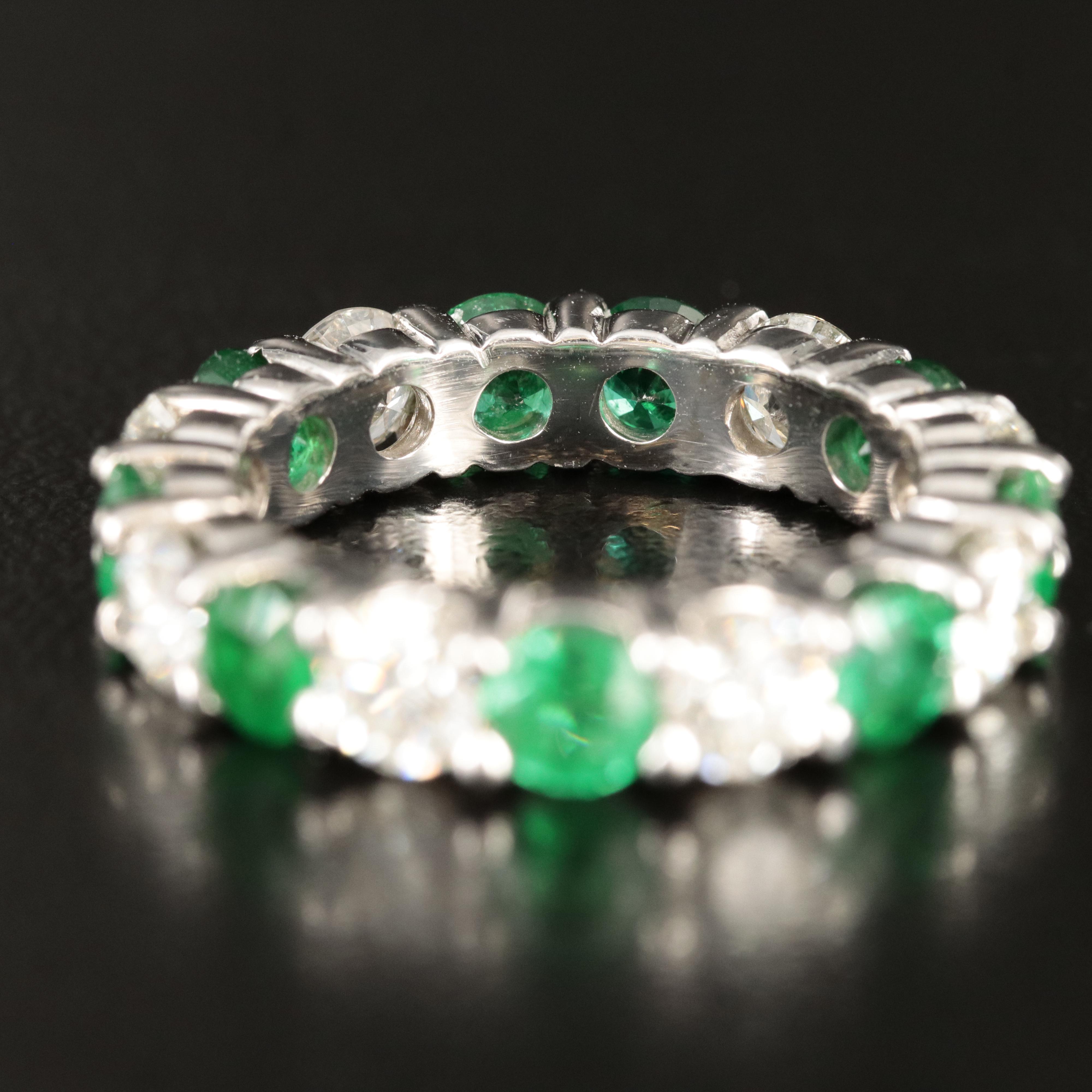 14K Emerald and 3.68 CTW Diamond Eternity Band