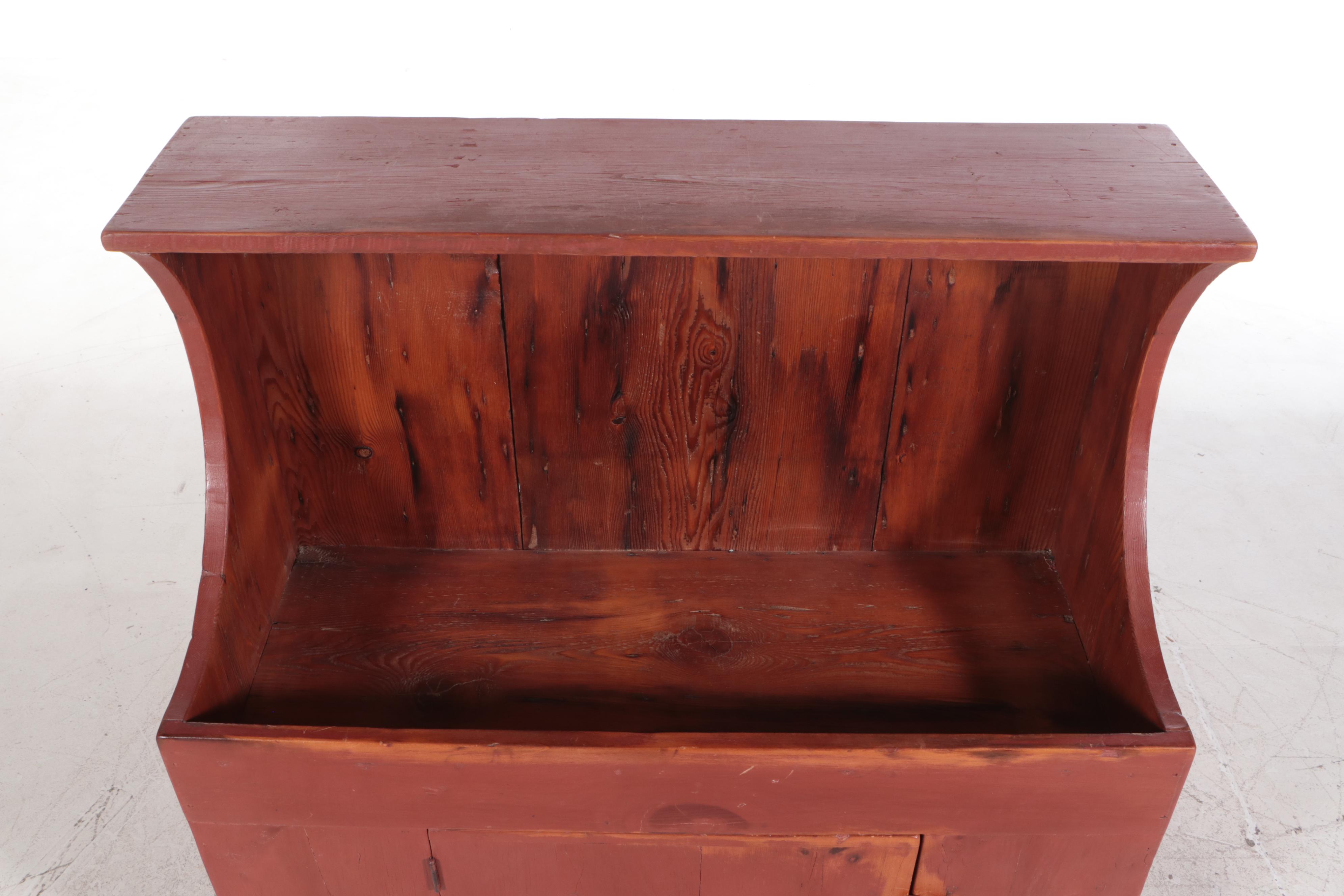 American Primitive Red Milk-Painted Dry Sink and Cabinet, 19th Century