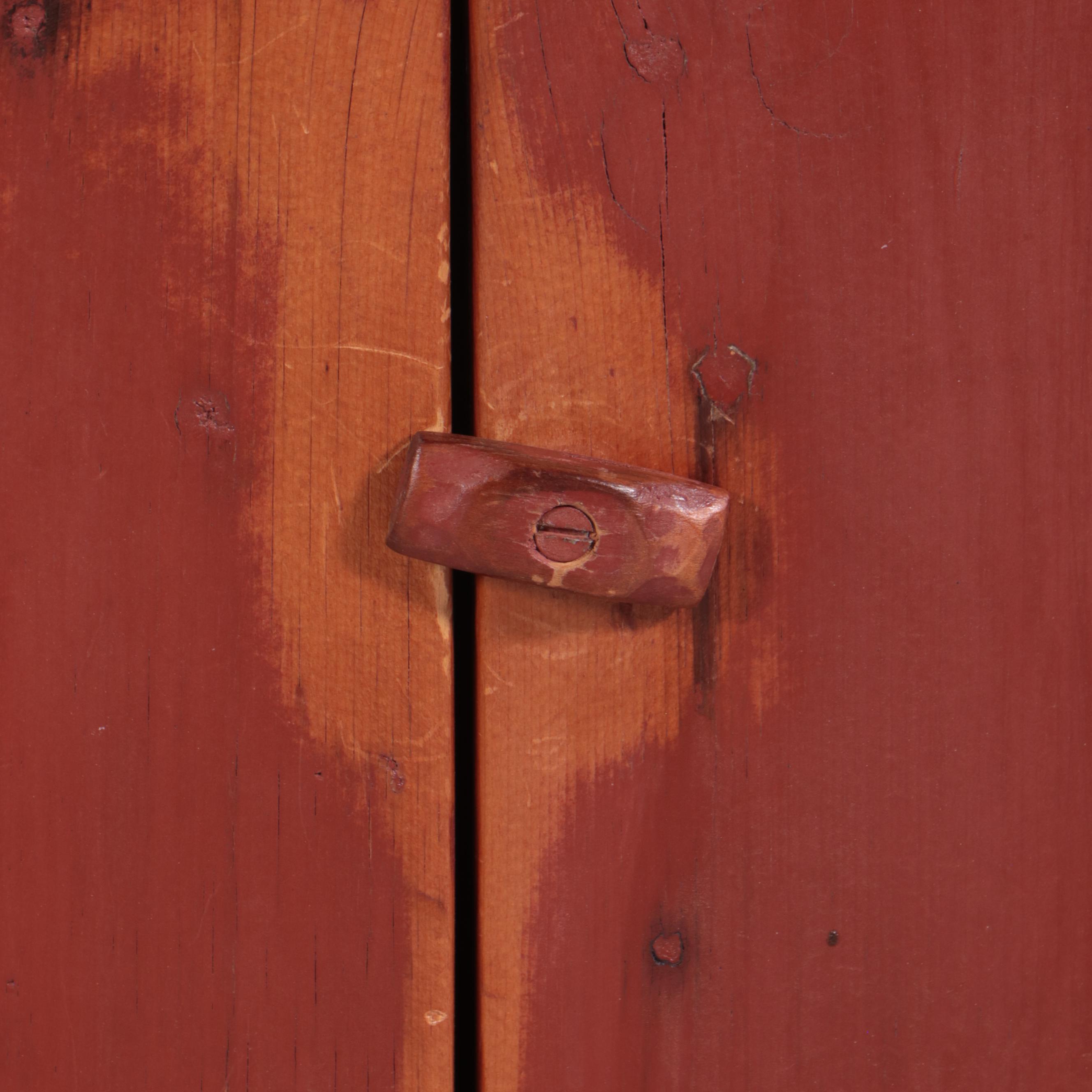 American Primitive Red Milk-Painted Dry Sink and Cabinet, 19th Century