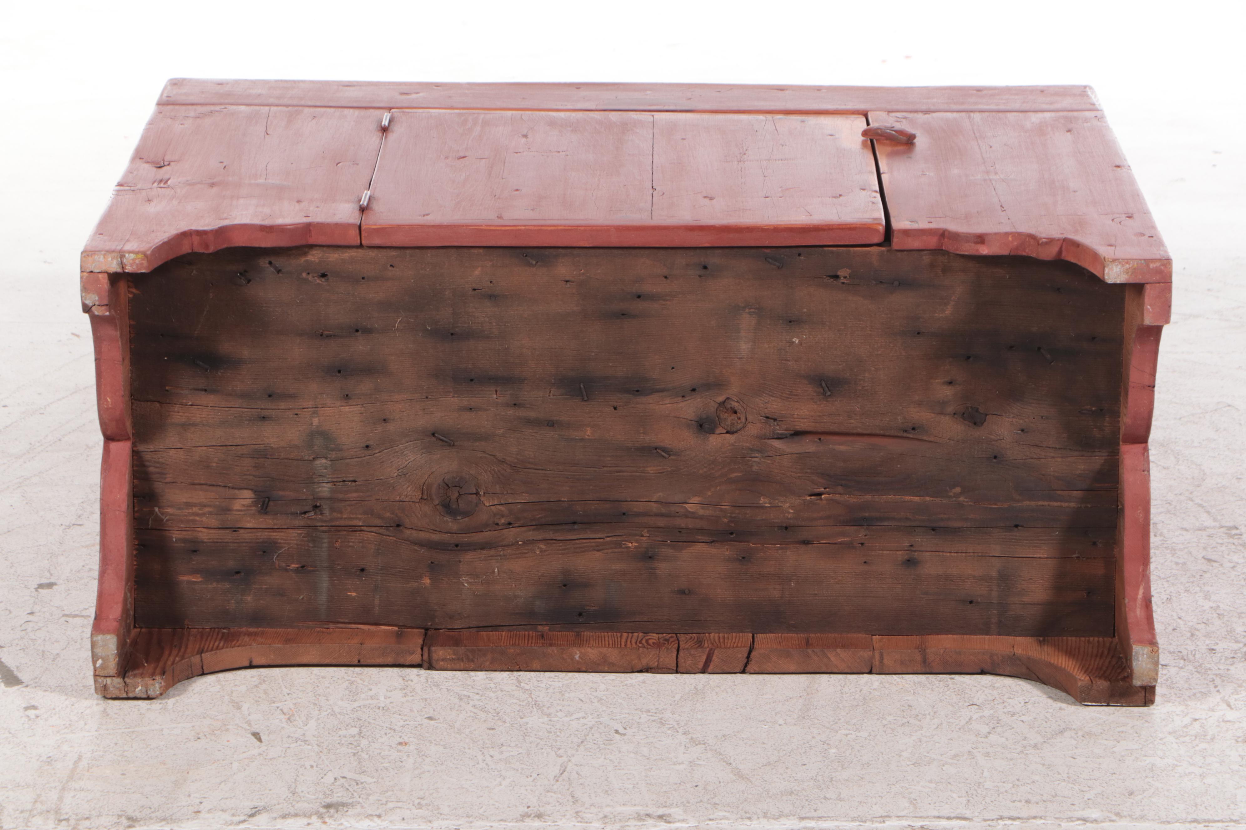 American Primitive Red Milk-Painted Dry Sink and Cabinet, 19th Century