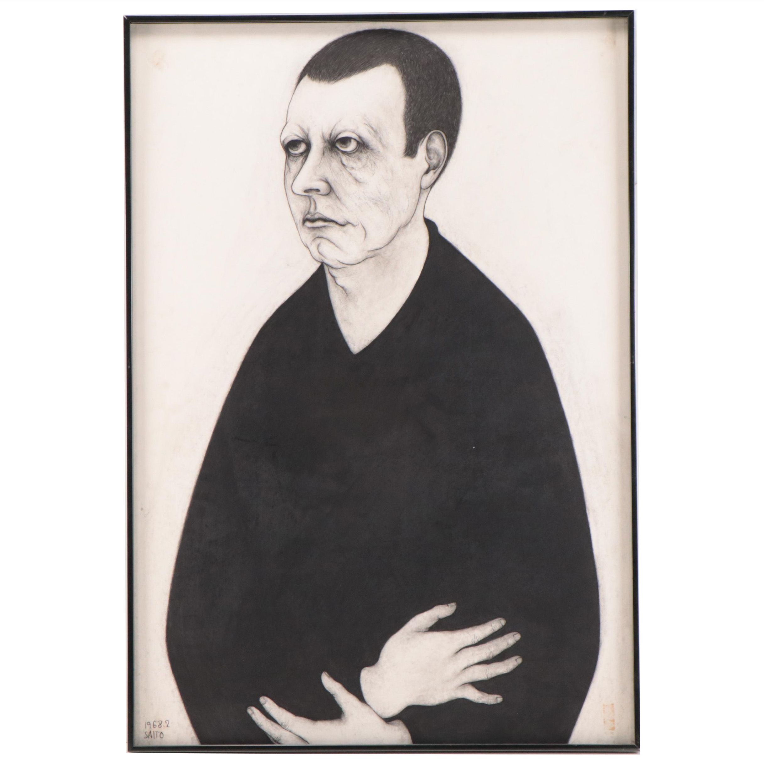 Takashi Saito Charcoal Drawing "Harry Hoffman," 1968