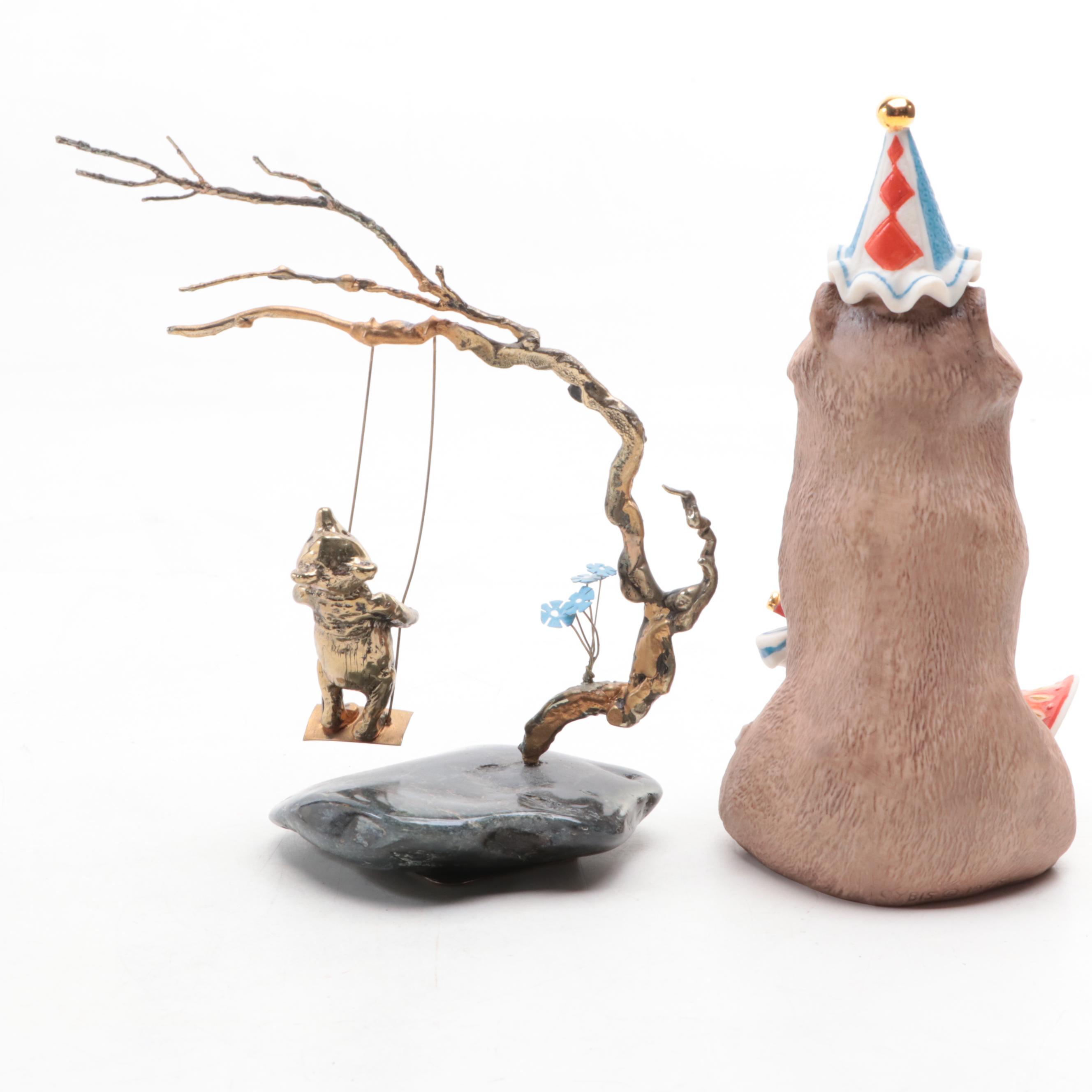 Boehm "Panda Resting" with Cybis and Other Bear Figurines and Décor