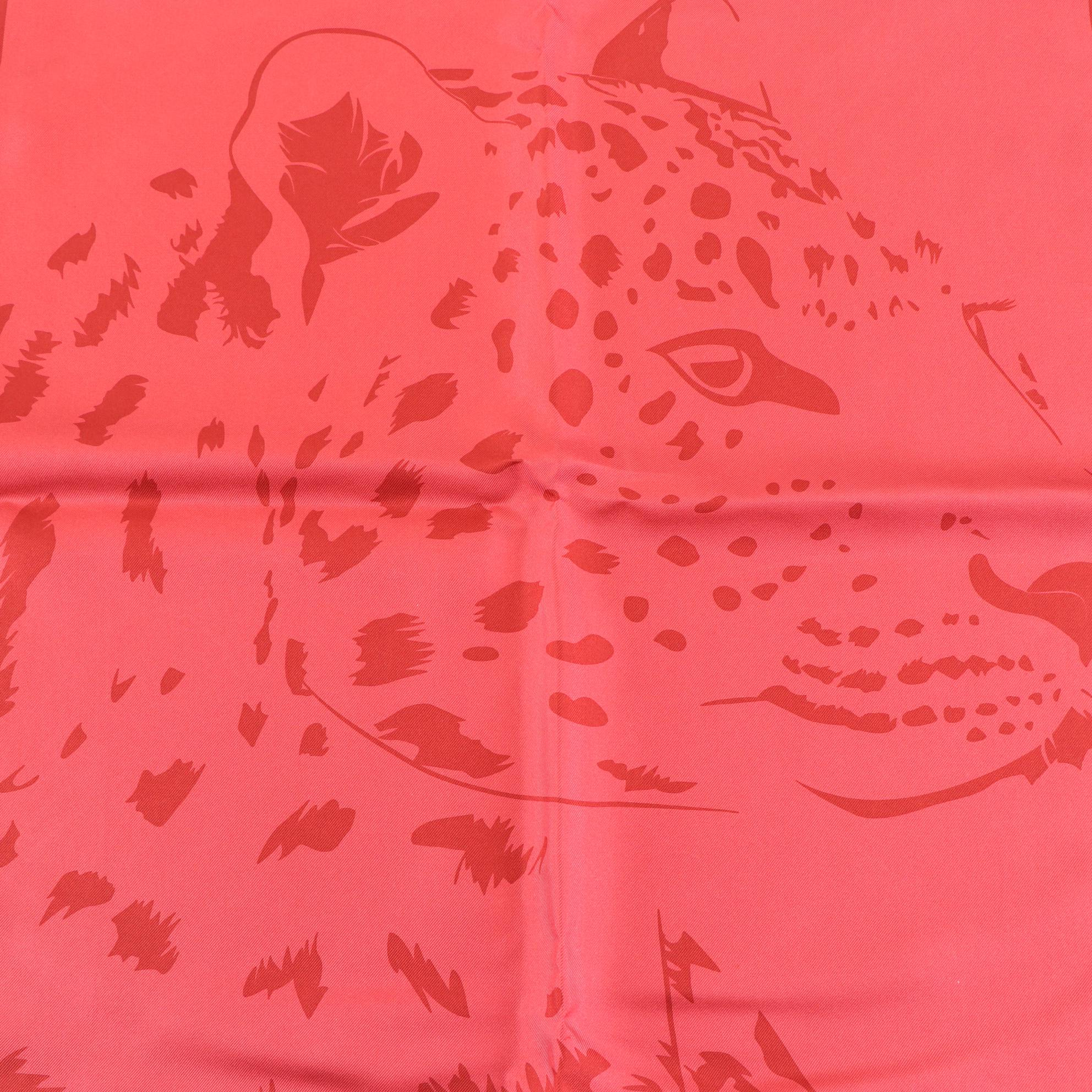 Cartier Panther Print Scarf 45 in Silk Twill with Box