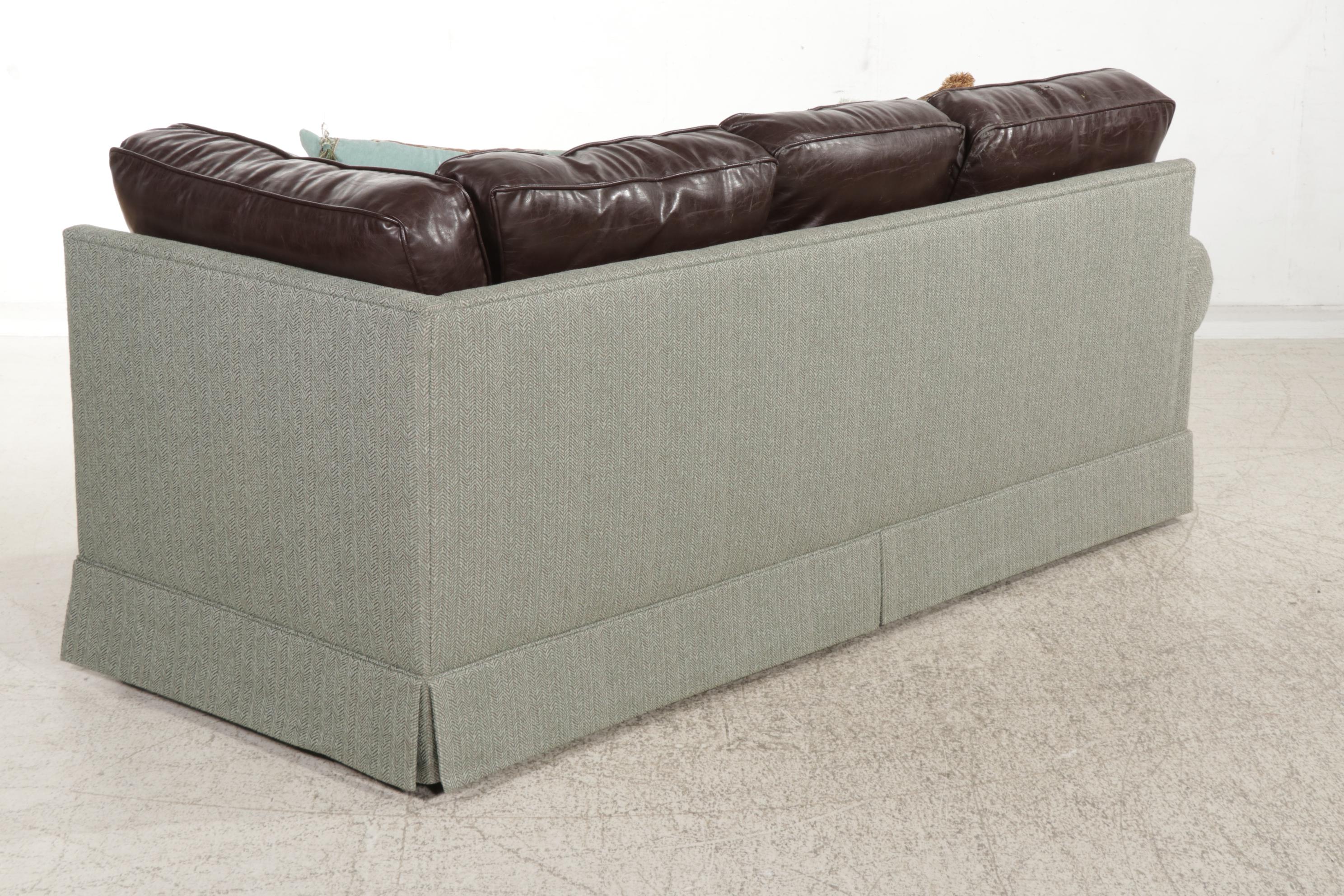 Norwalk Furniture Bonded Leather and Upholstered Sectional Sofa