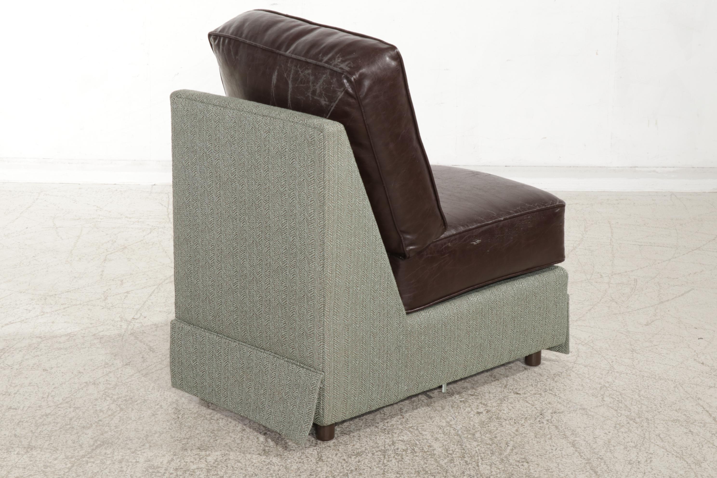 Norwalk Furniture Bonded Leather and Upholstered Sectional Sofa