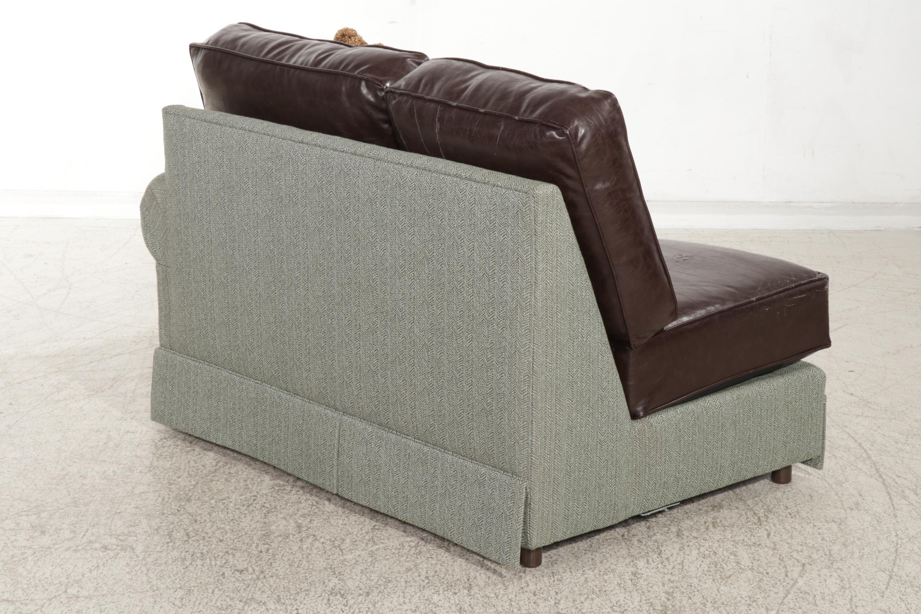 Norwalk Furniture Bonded Leather and Upholstered Sectional Sofa