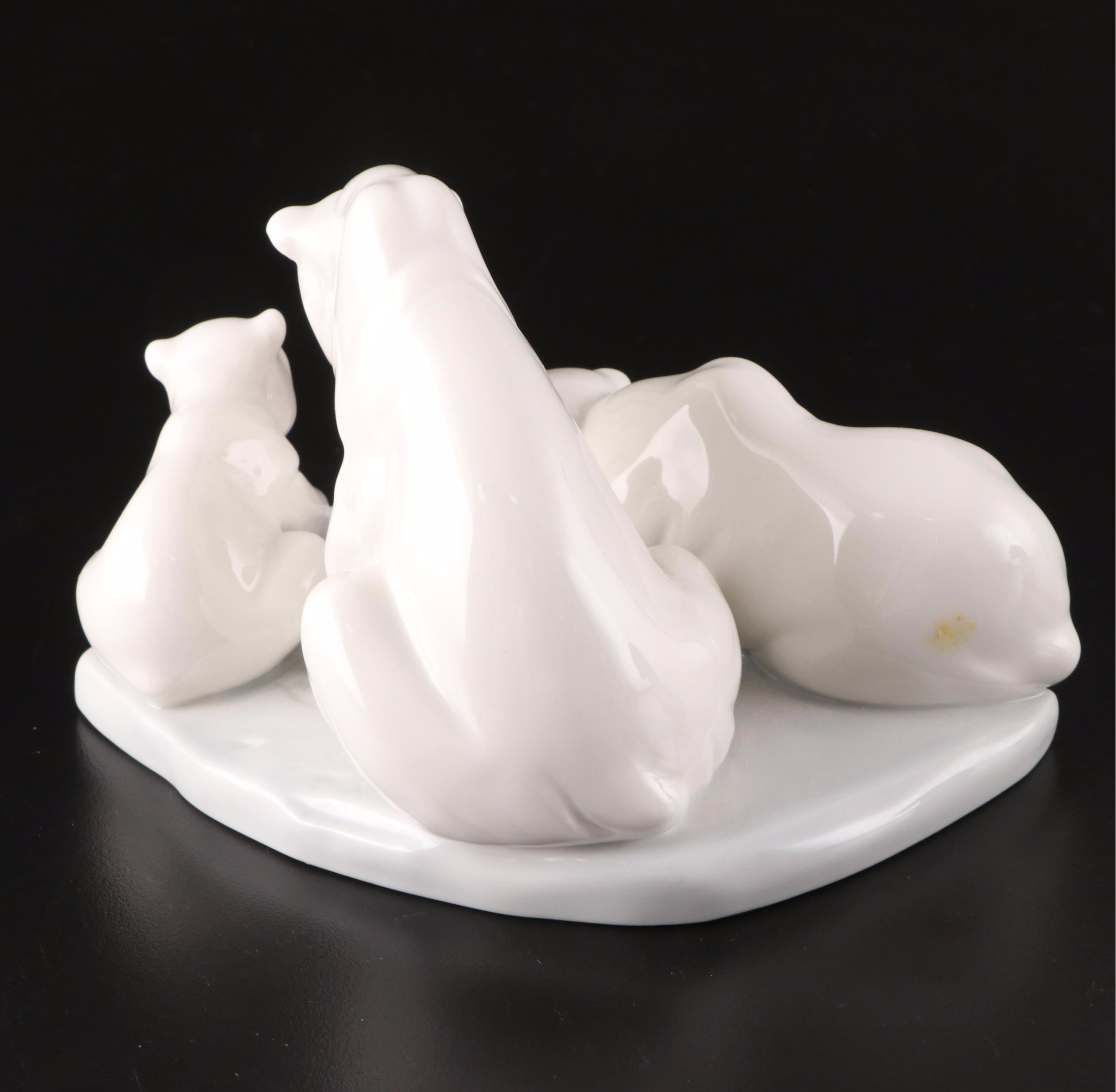 Lladró "Bearly Love" and "Seated Polar Bear" Porcelain Figurines