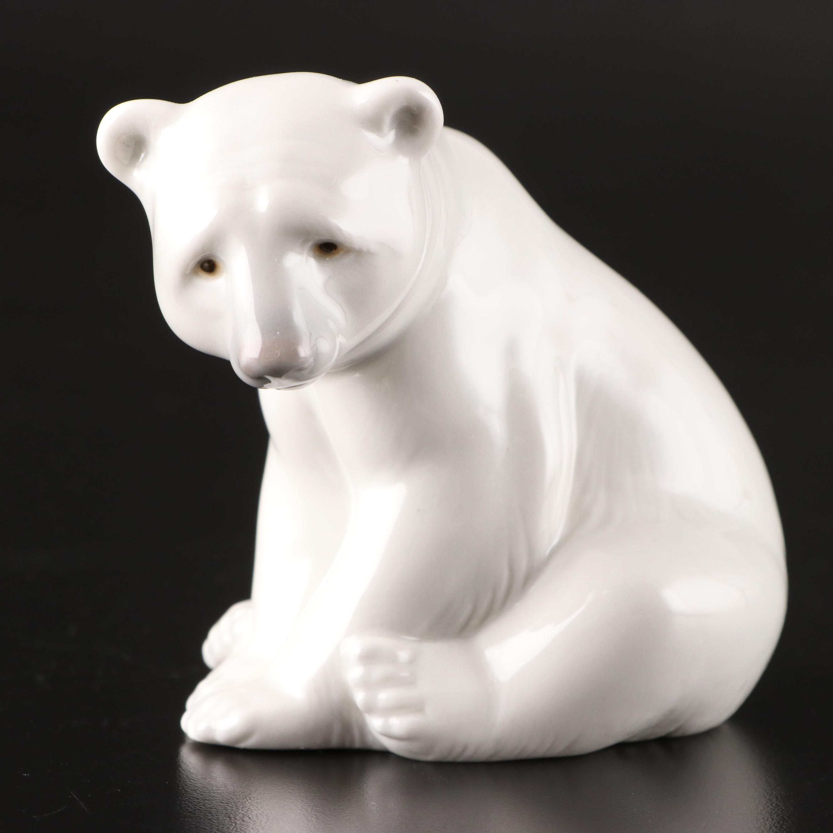 Lladró "Bearly Love" and "Seated Polar Bear" Porcelain Figurines
