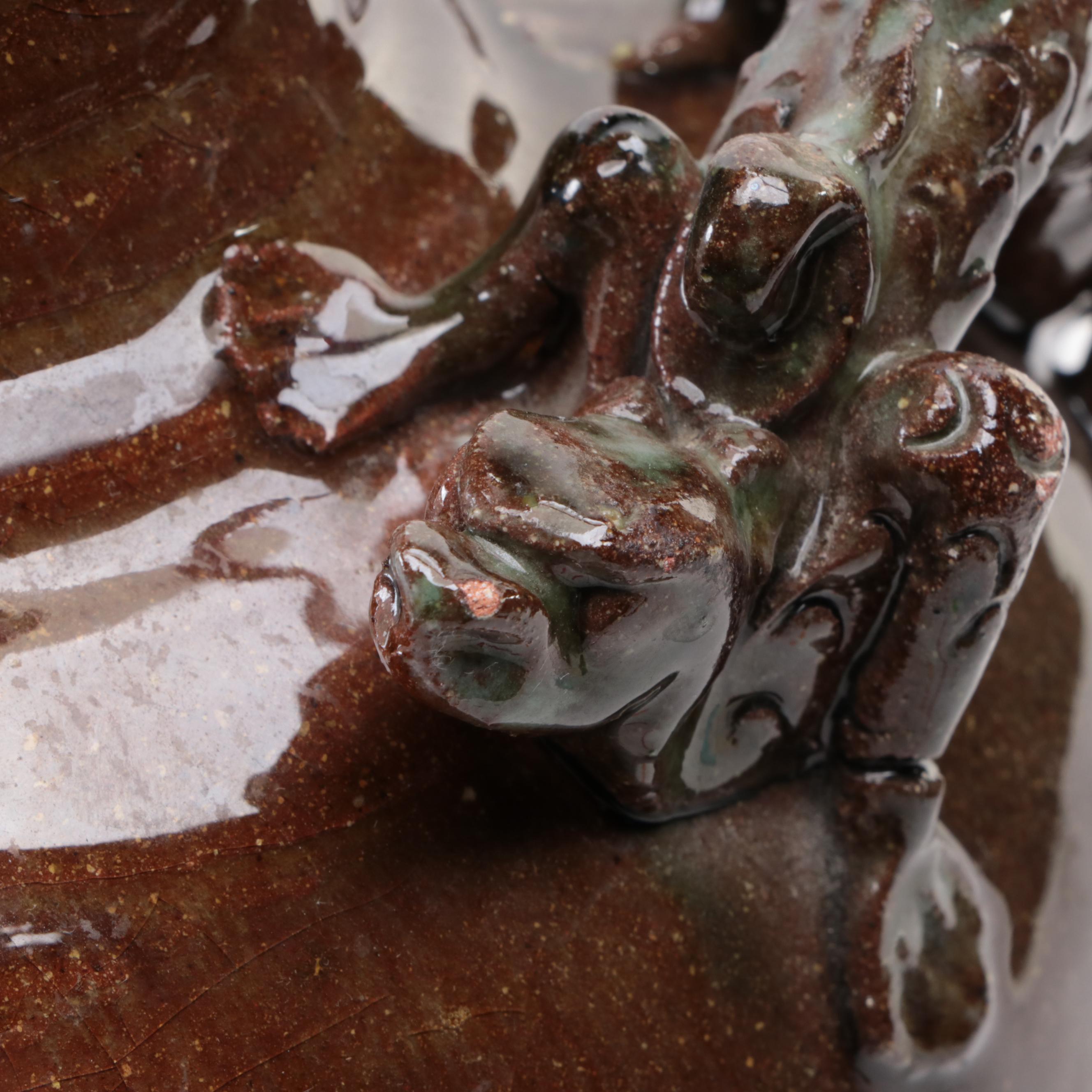 Japanese Style Earthenware Dragon Vase with Planter