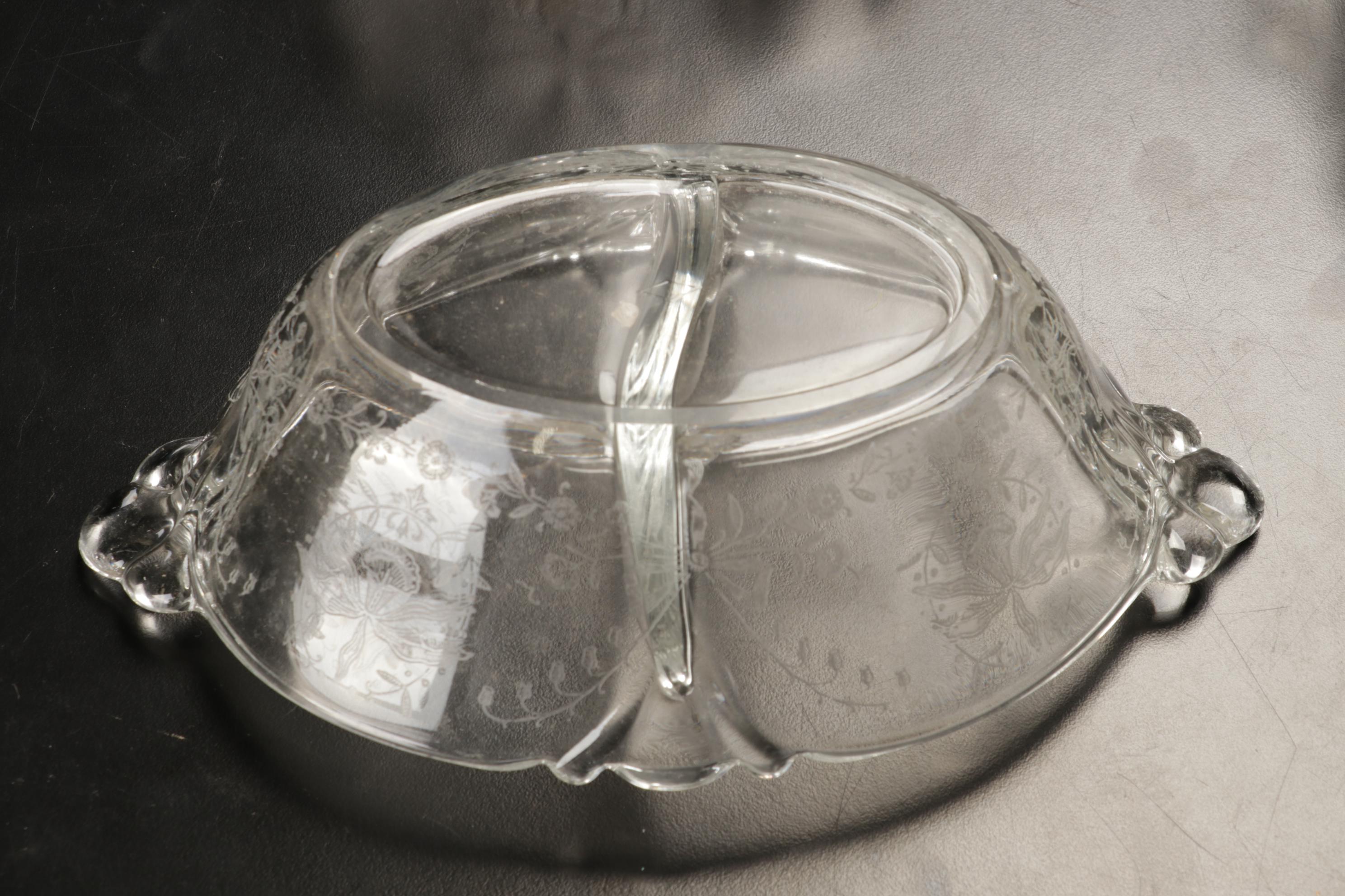 Heisey Etched Glass "Orchid" and Other Stemware and Table Accessories