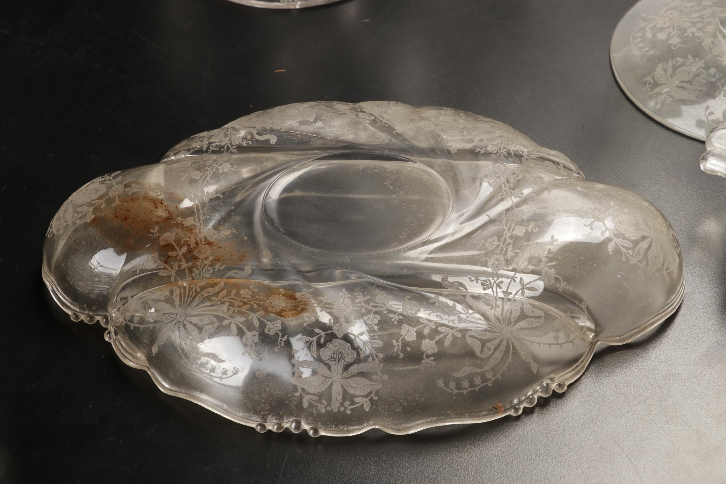 Heisey Etched Glass "Orchid" and Other Stemware and Table Accessories