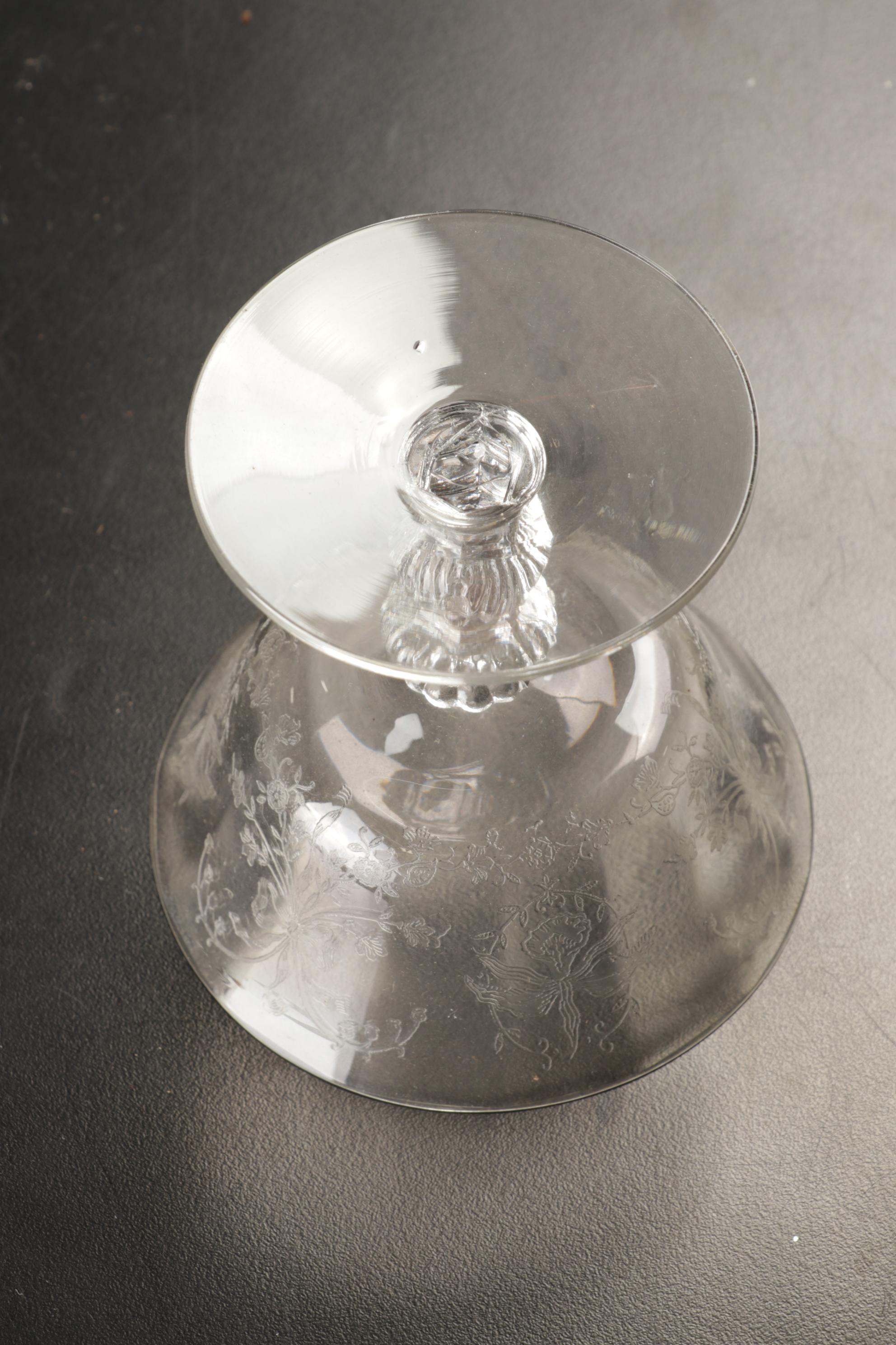 Heisey Etched Glass "Orchid" and Other Stemware and Table Accessories