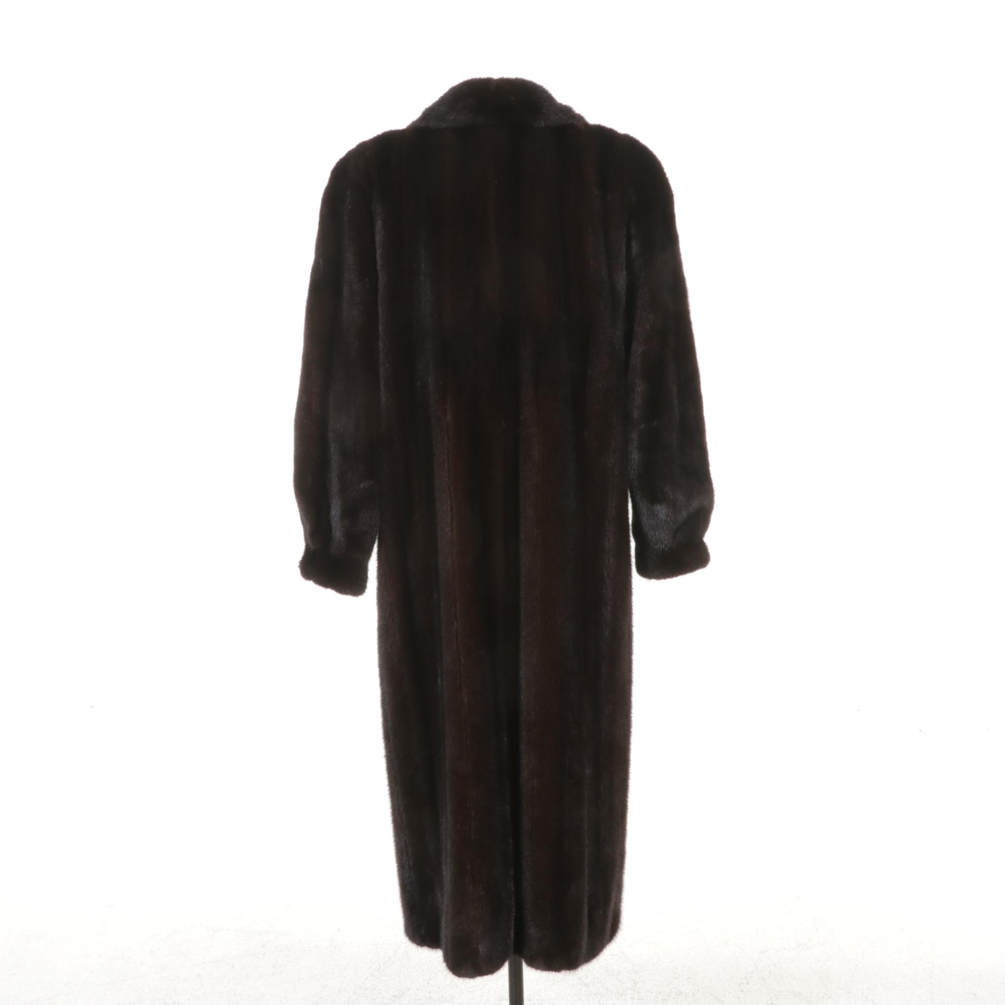Mahogany Mink Fur Coat with Banded Cuffs