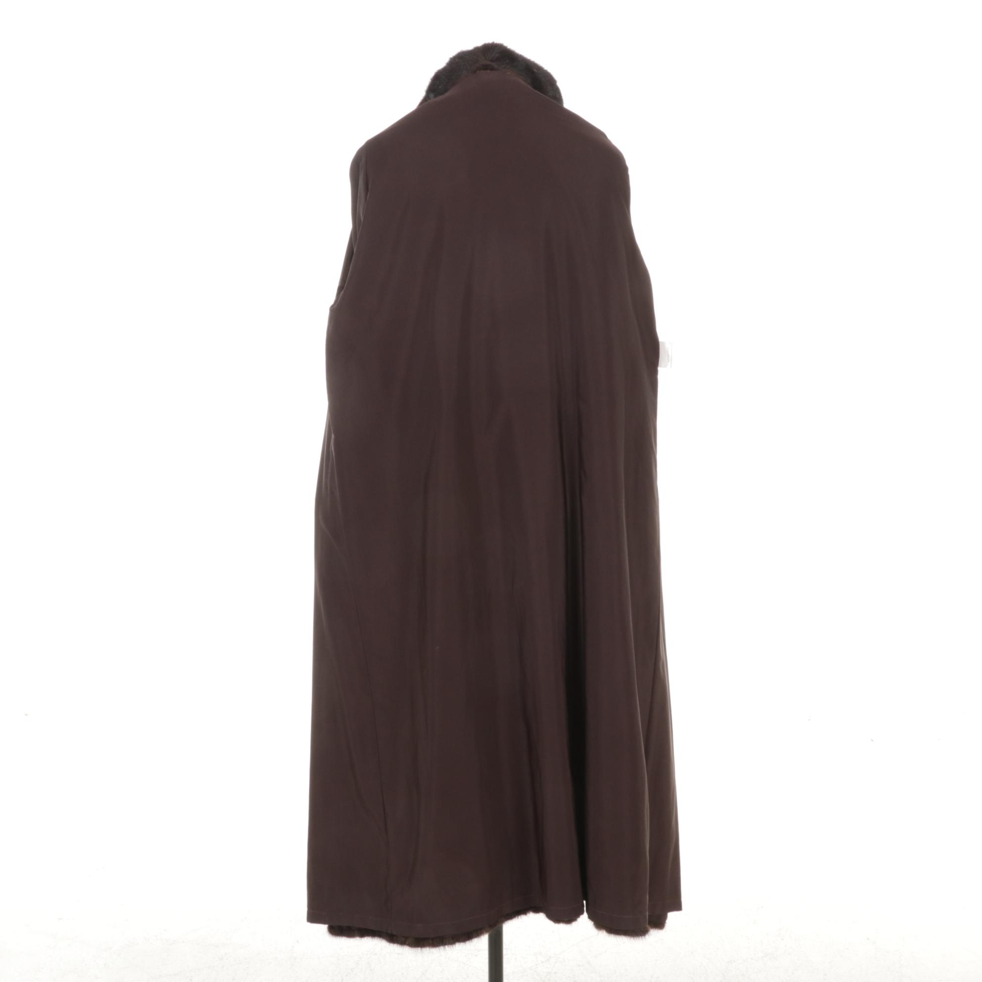 Mahogany Mink Fur Coat with Banded Cuffs