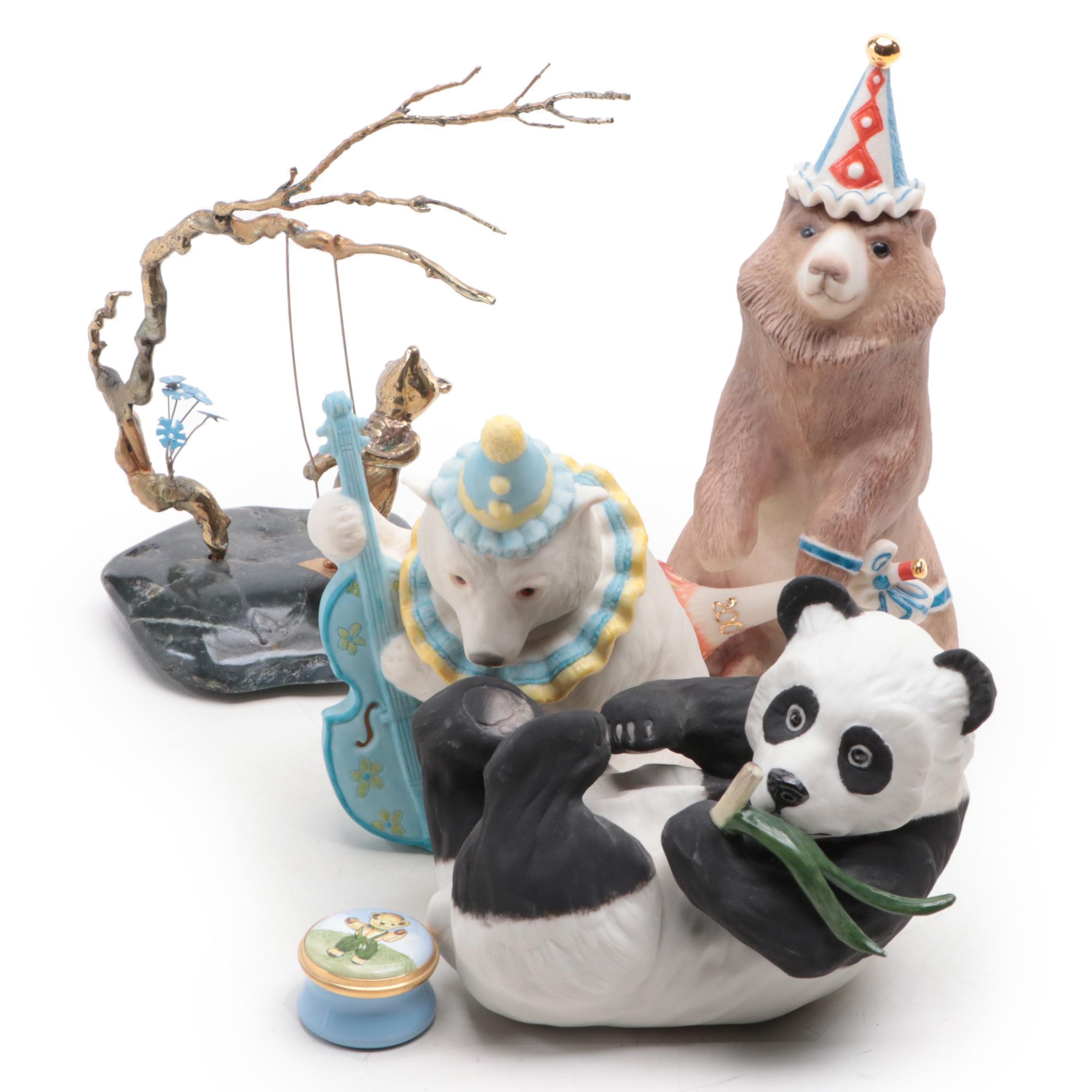 Boehm "Panda Resting" with Cybis and Other Bear Figurines and Décor