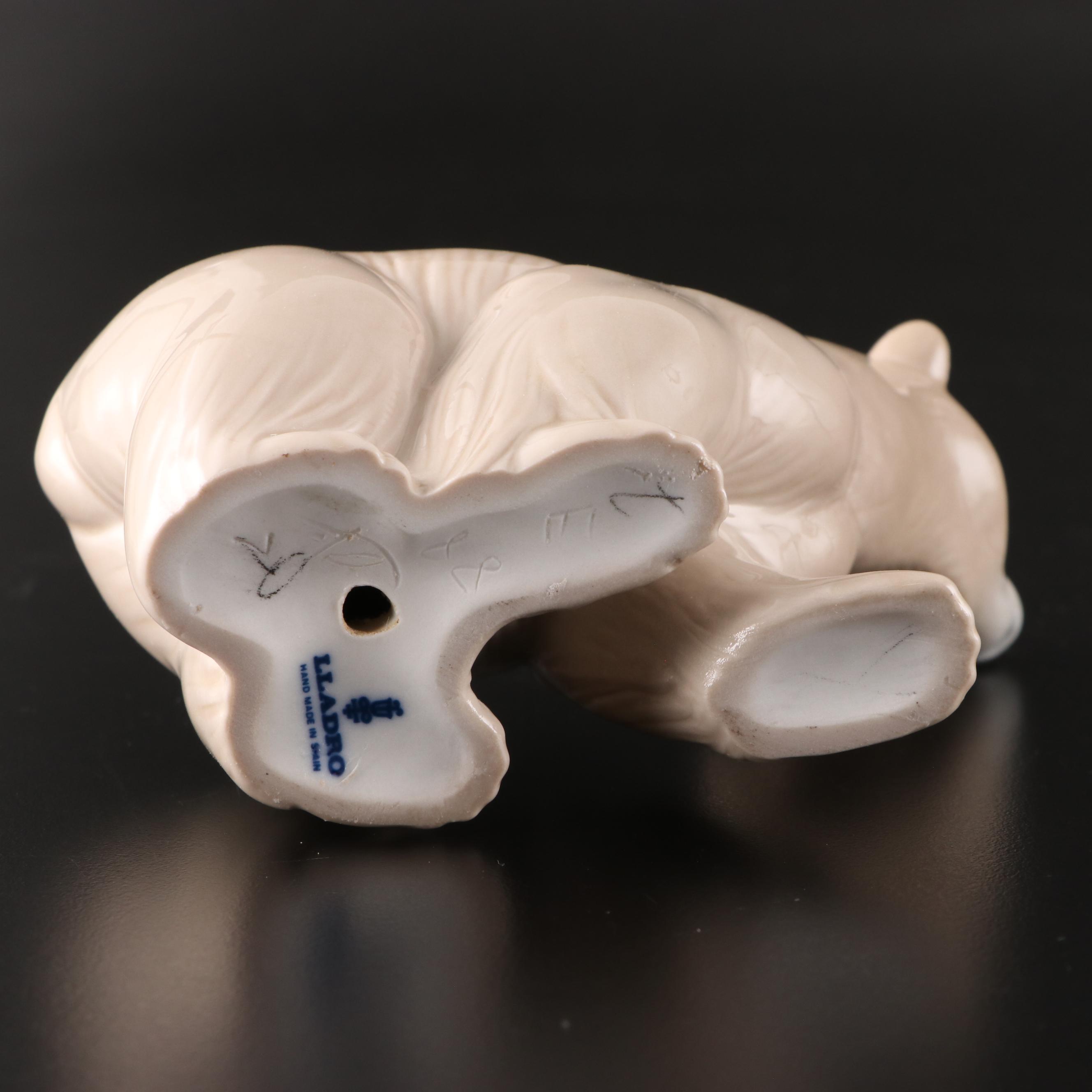 Lladró "Seated Polar Bear" and "Attentive Polar Bear" Porcelain Figurines