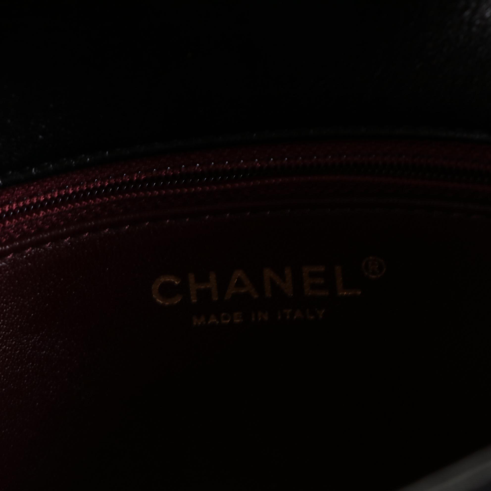 Chanel Top Handle Flap Bag in Quilted Lambskin Leather with Chain Strap