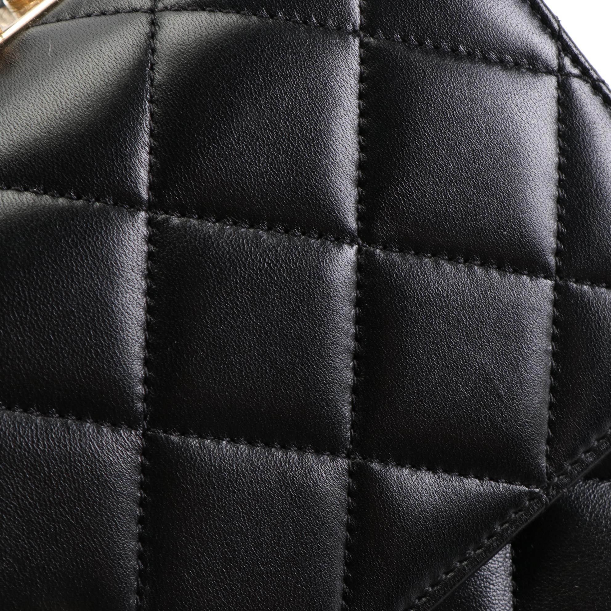 Chanel Top Handle Flap Bag in Quilted Lambskin Leather with Chain Strap