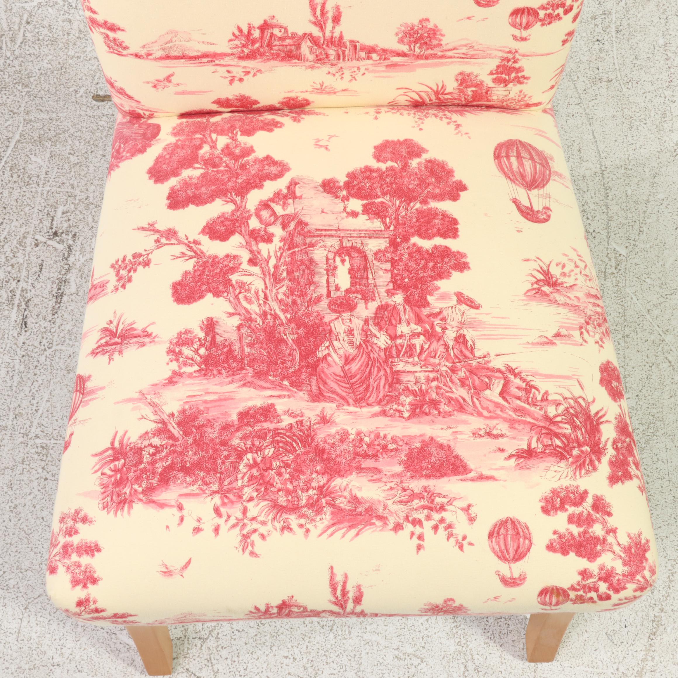 Pair of Style Upholstering Inc. Toile Side Chairs