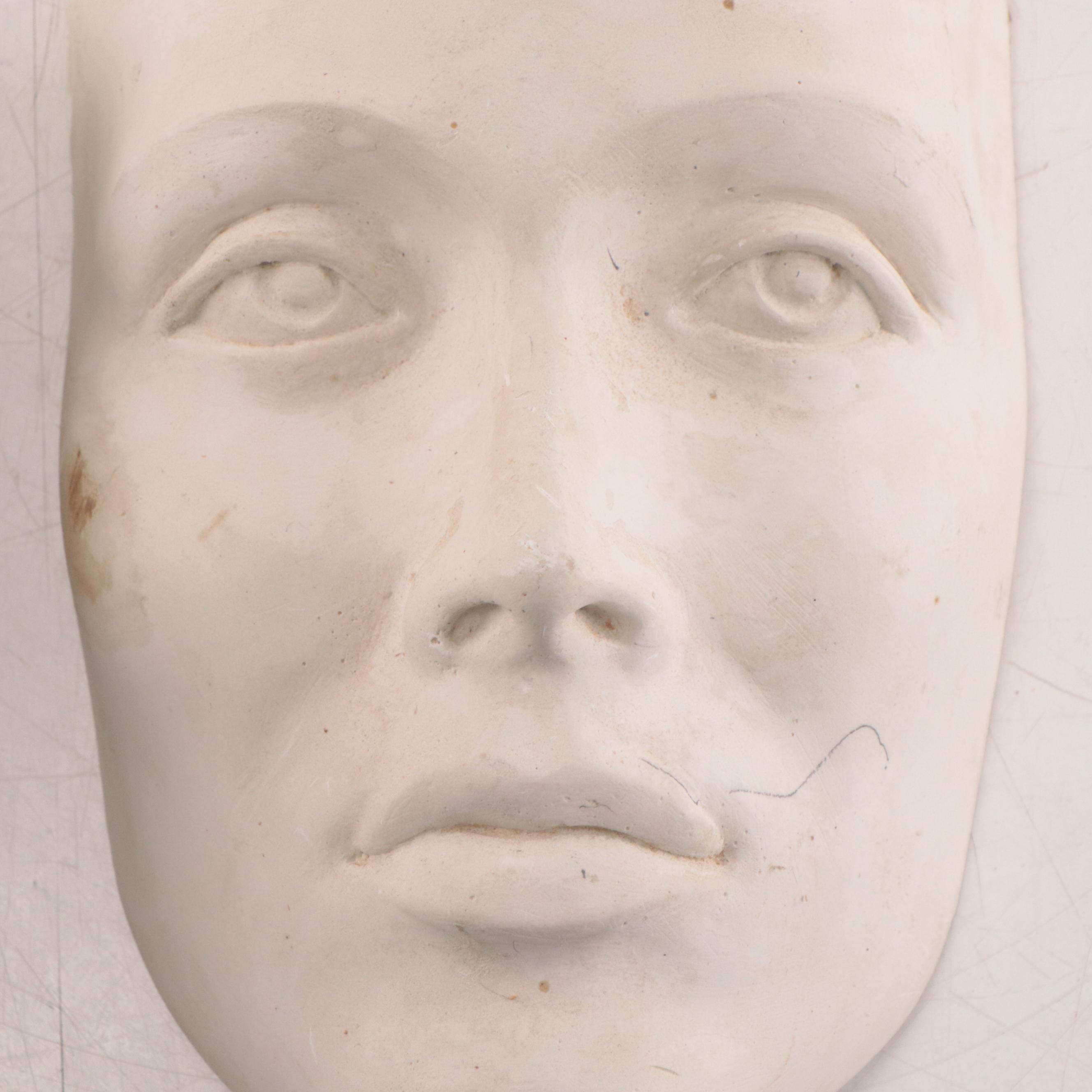 Wood, Plaster, and Clay Sculptures of Faces, Circa 1997