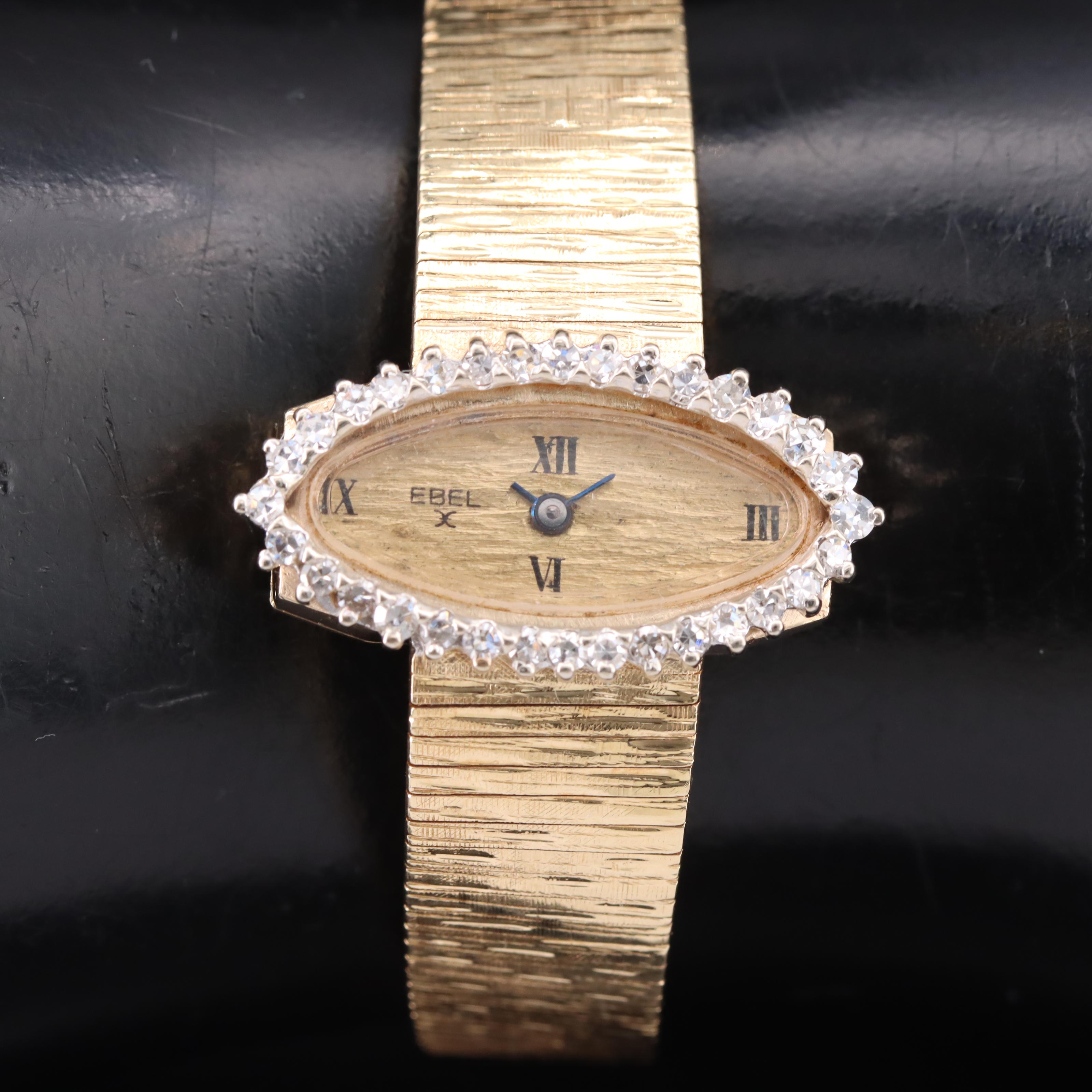 Ebel 14K Diamond Stem Wind Watch