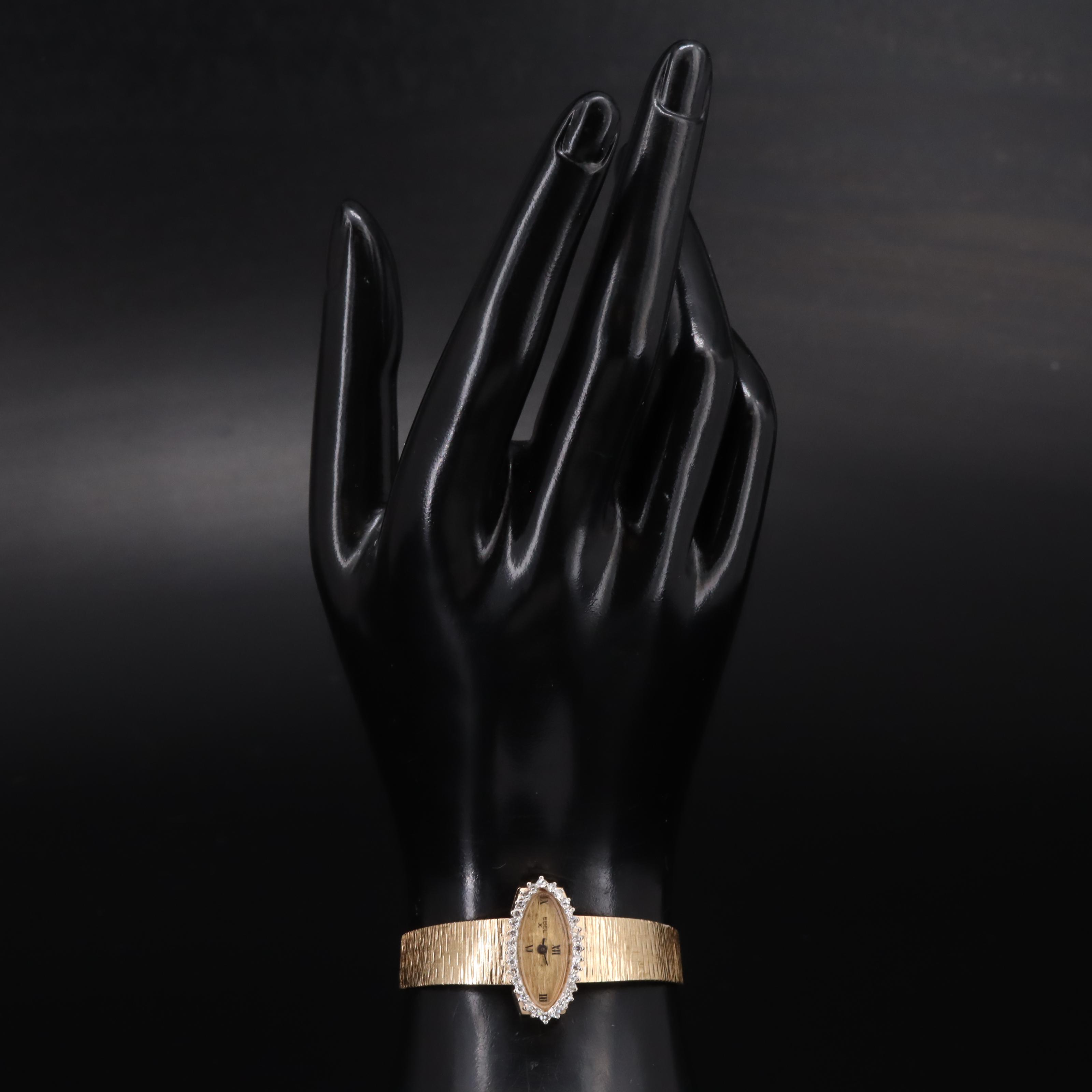 Ebel 14K Diamond Stem Wind Watch