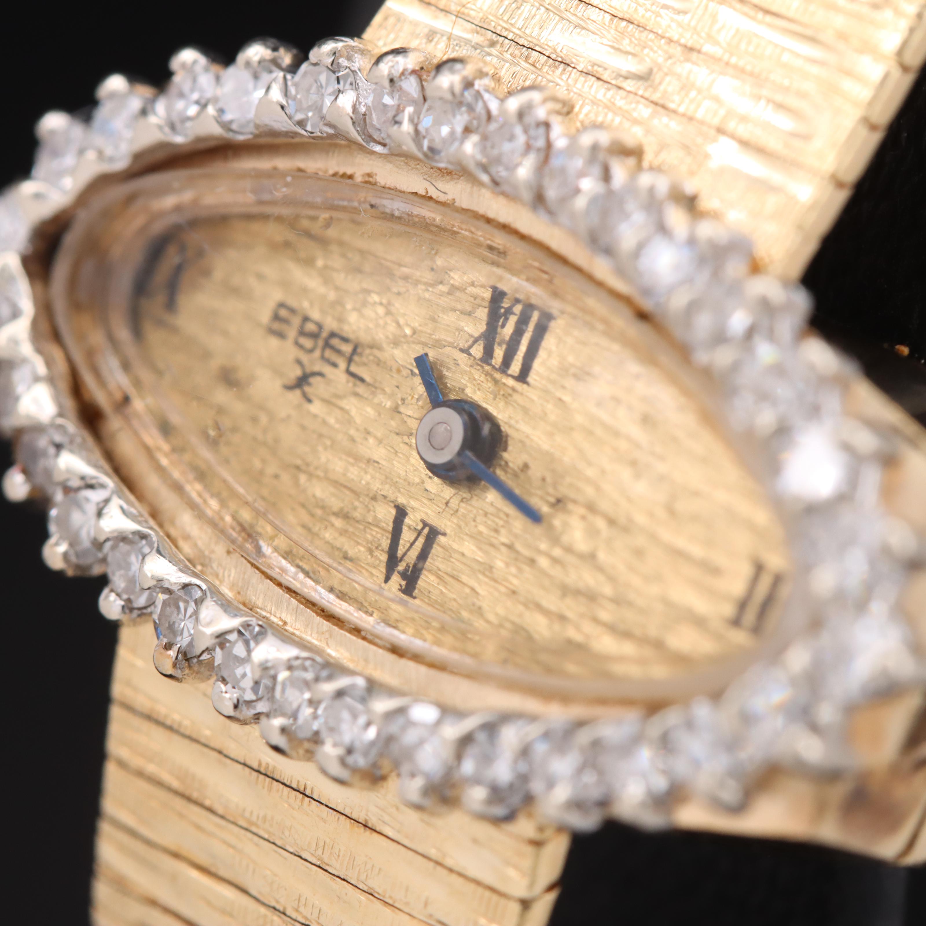 Ebel 14K Diamond Stem Wind Watch