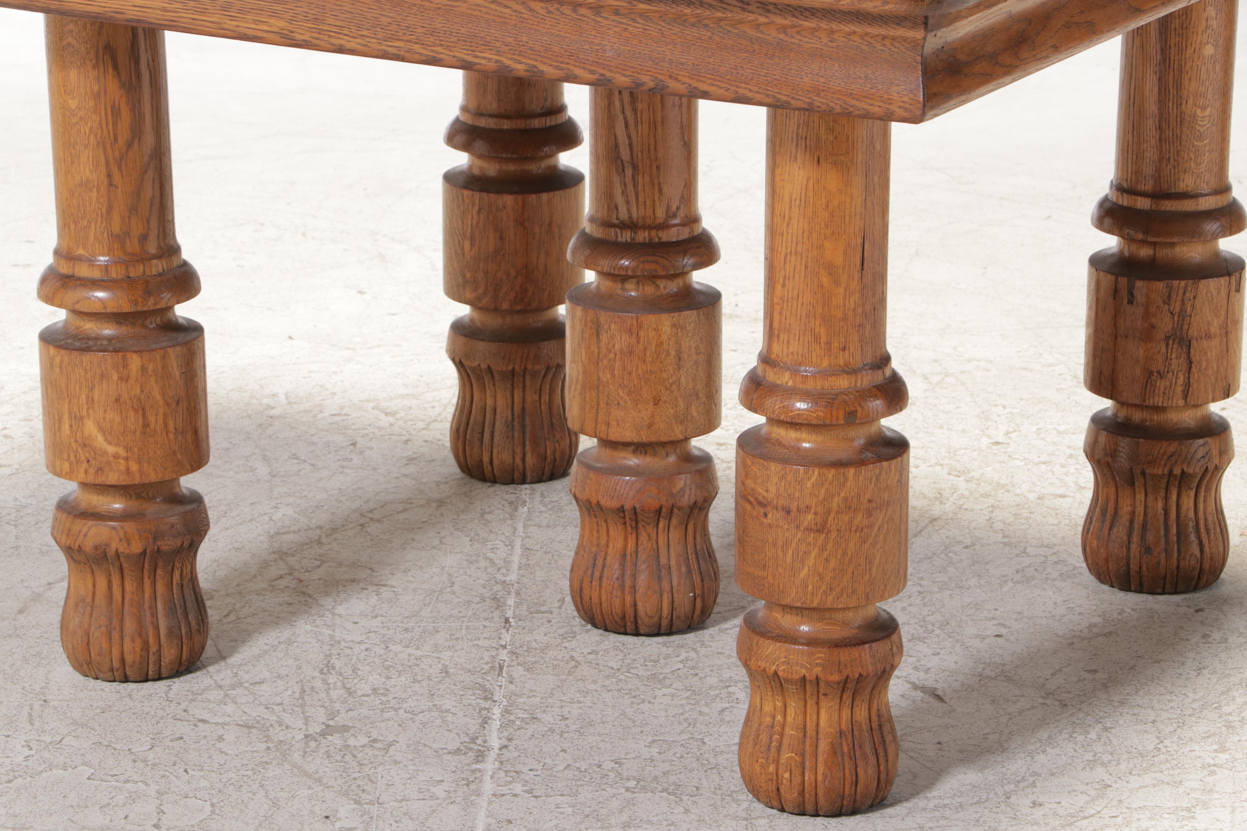 Late Victorian Oak Extension Dining Table and Four Chairs