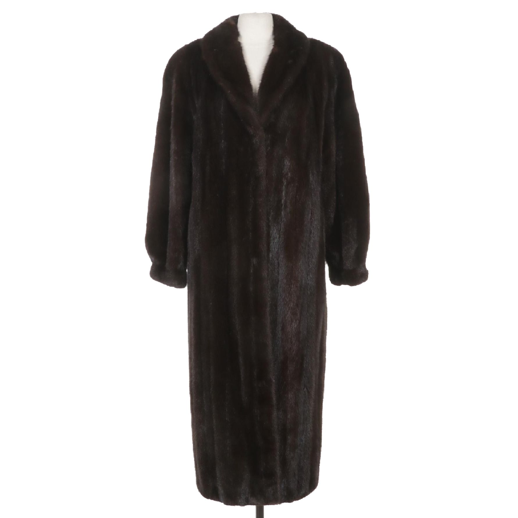 Mahogany Mink Fur Coat with Banded Cuffs
