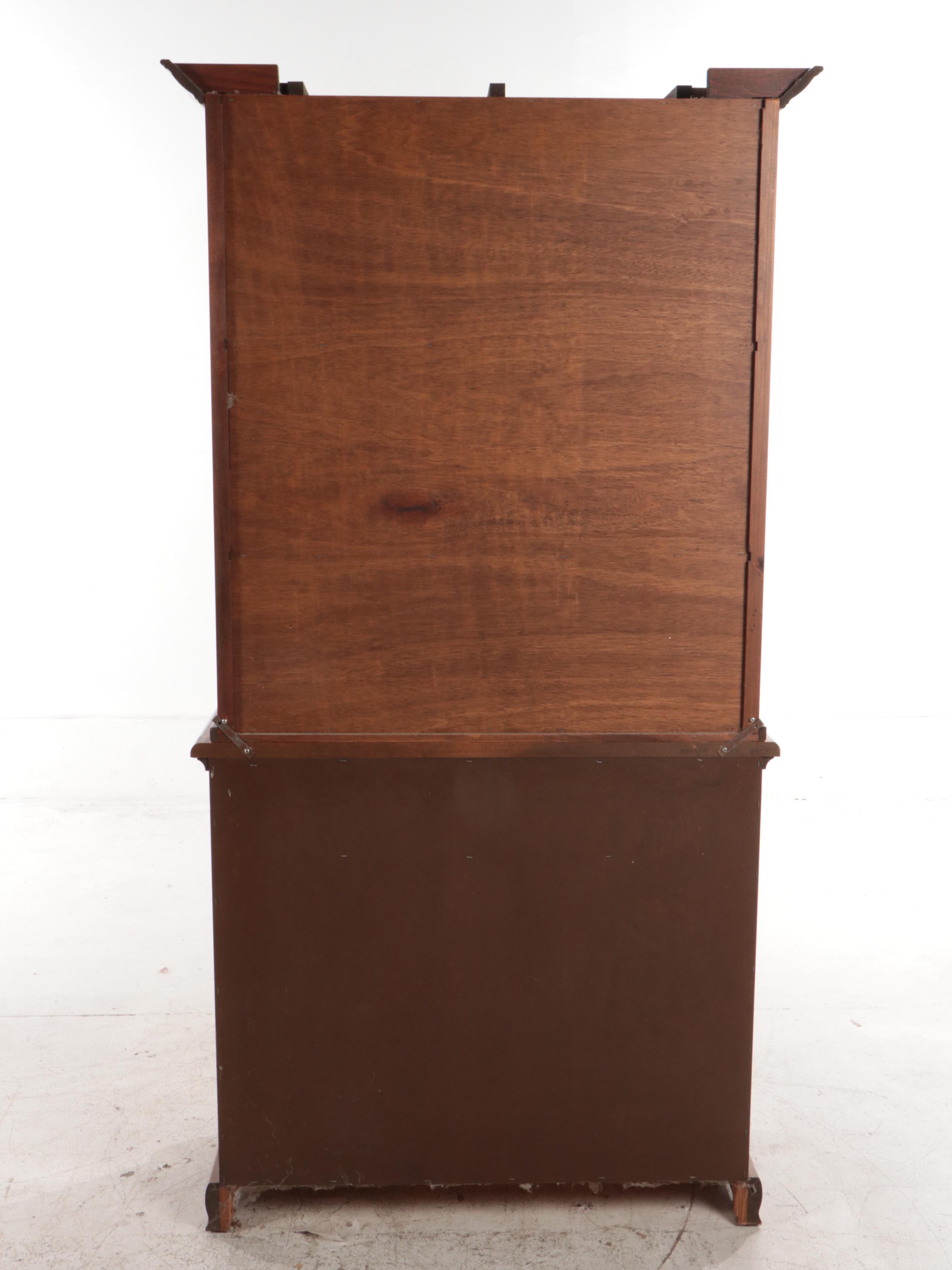 American Colonial Style Pine and Leaded Glass Cupboard