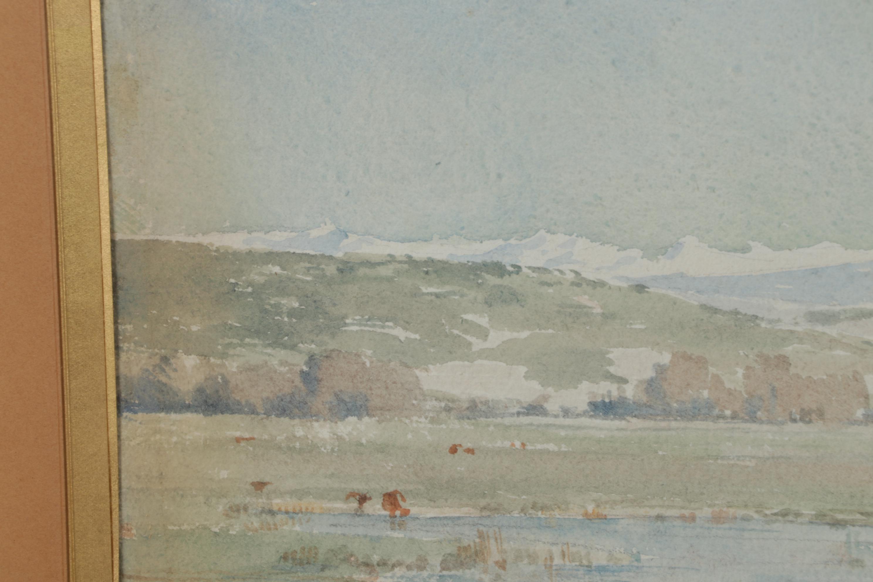 Henri Zuber Watercolor Painting of Figures Overlooking Marshy Plain, 1886