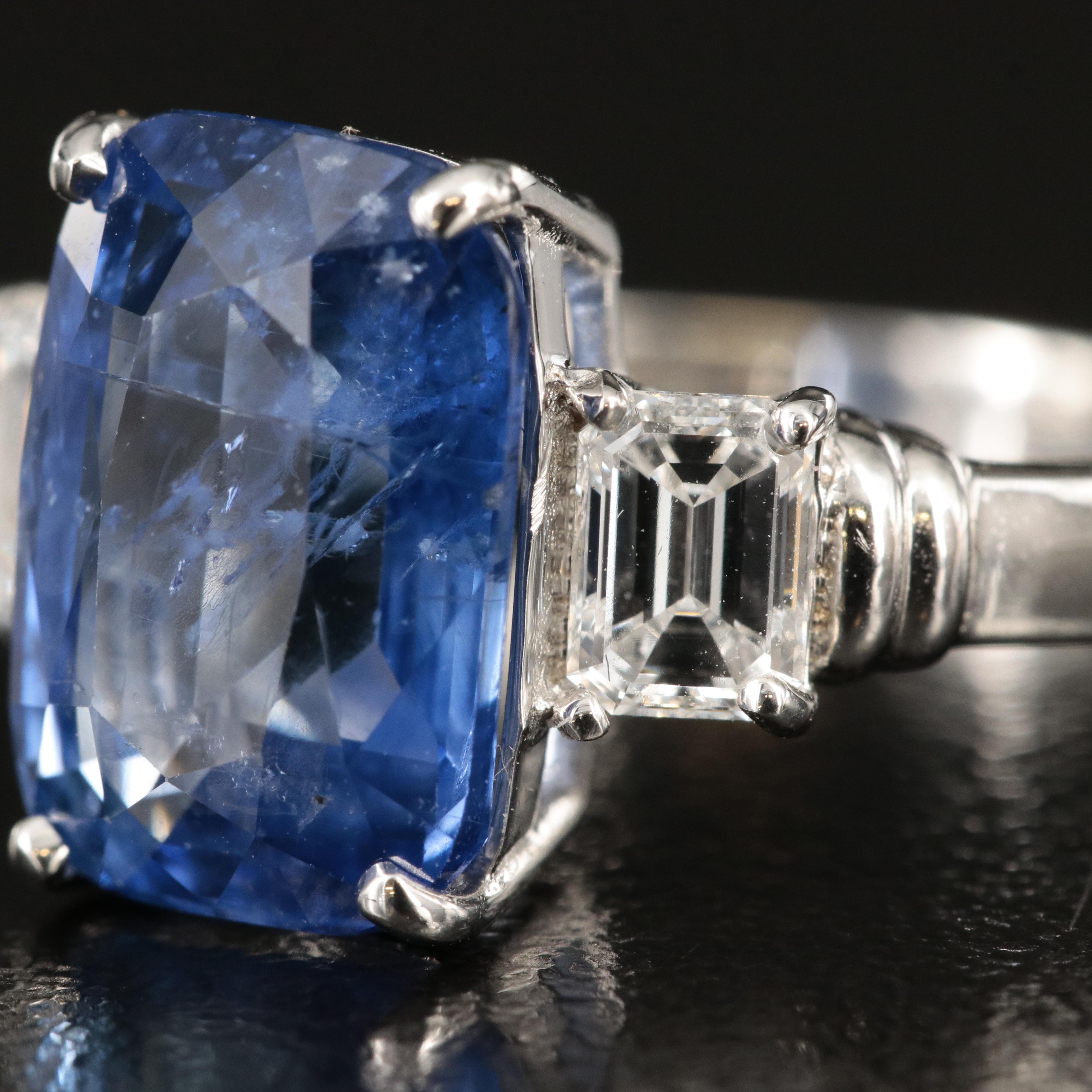 18K 4.27 CT Sapphire and Diamond Ring