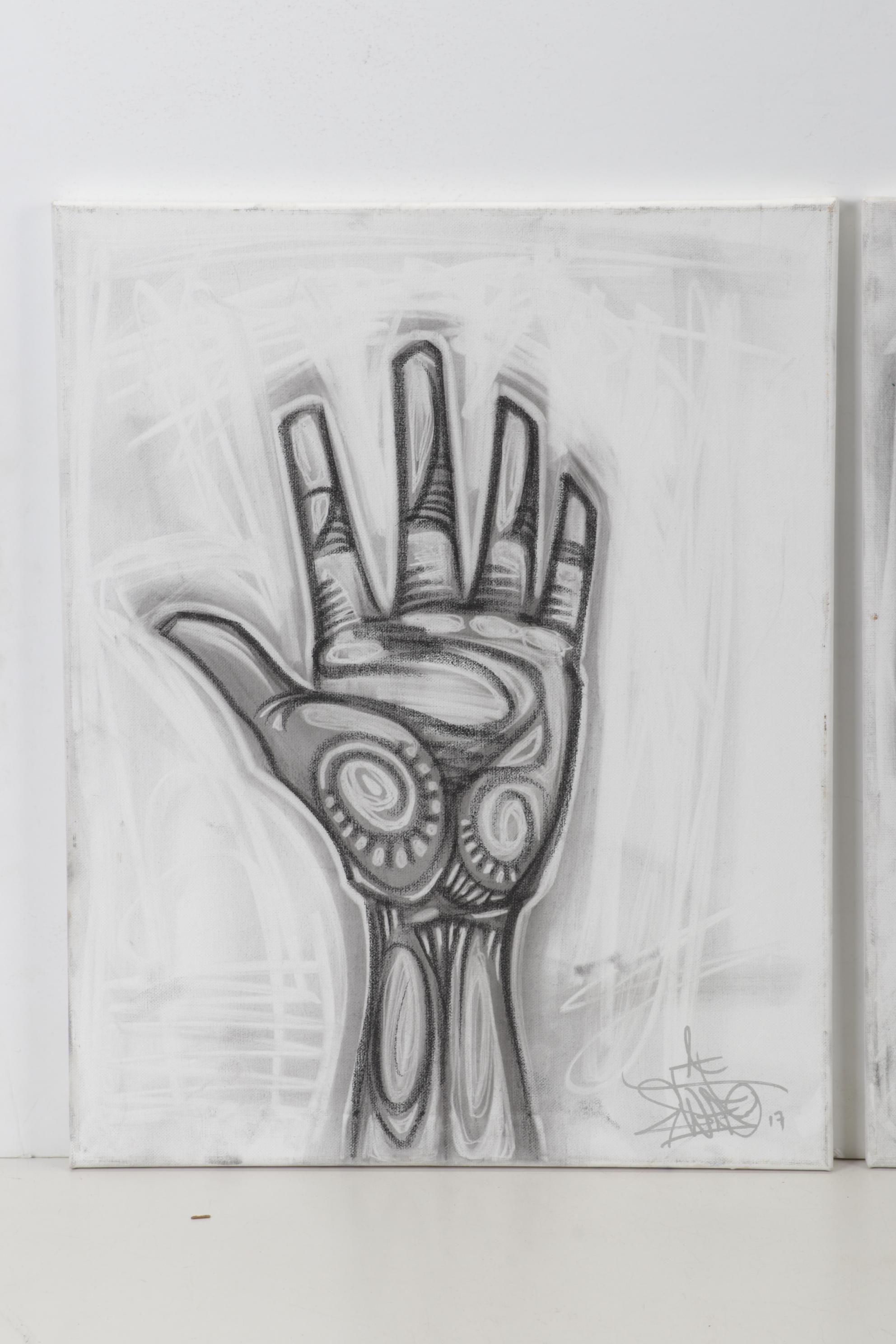 Swift Graffiti Folk Art Acrylic and Mixed Media Paintings, 21st Century