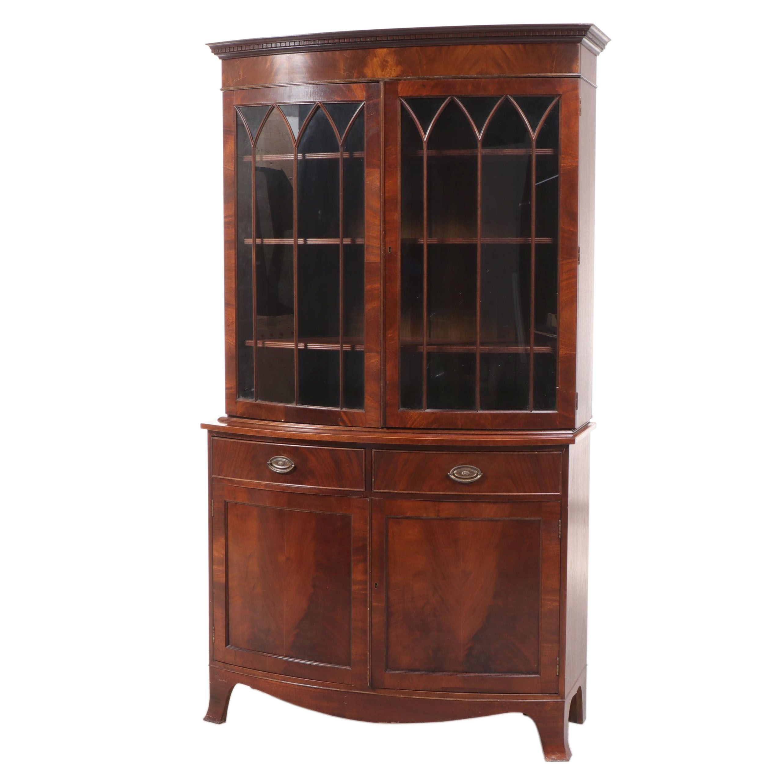 Federal Style Bench-Made Mahogany China Cabinet, Late 20th Century
