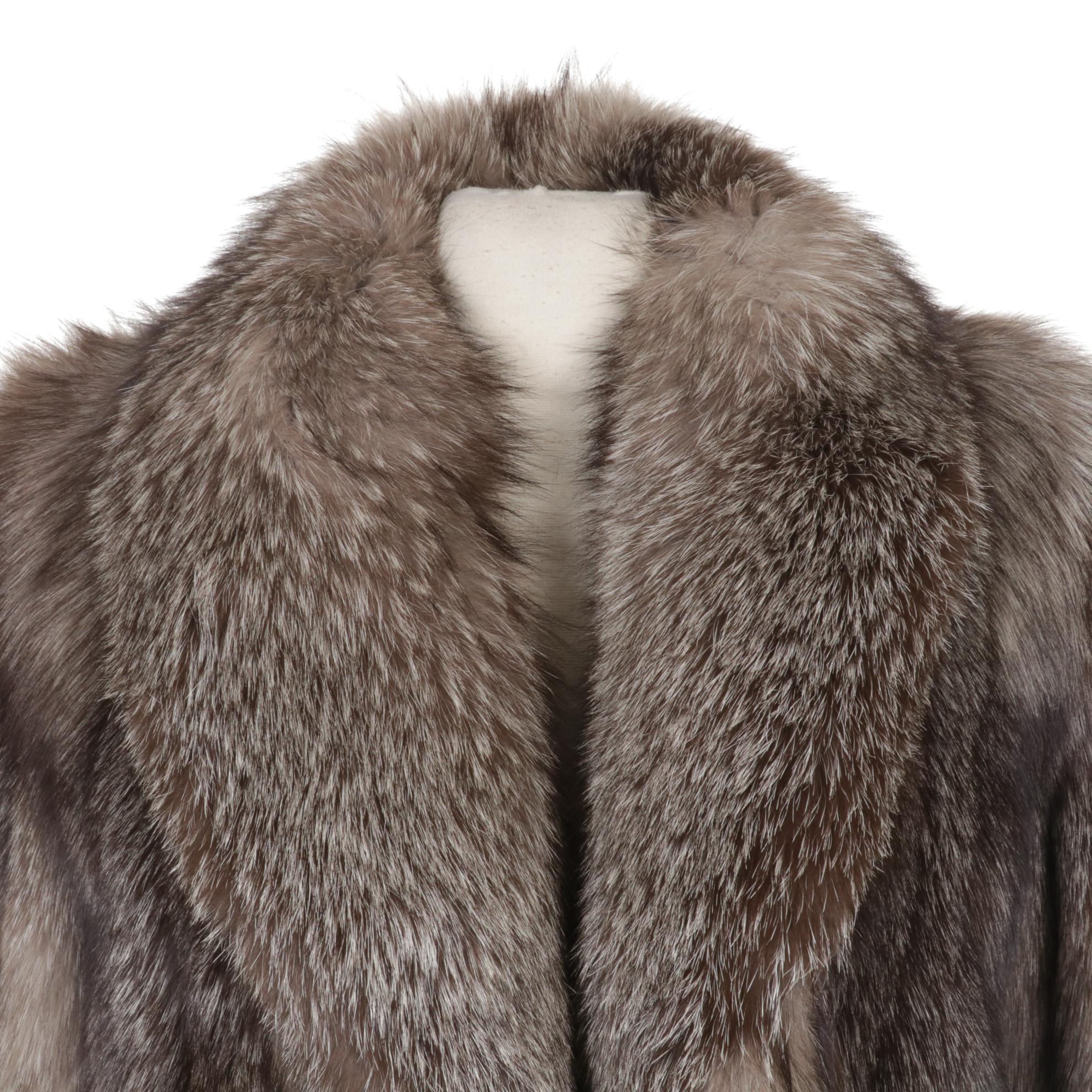 Crystal Fox Fur Open-Front Stroller Coat