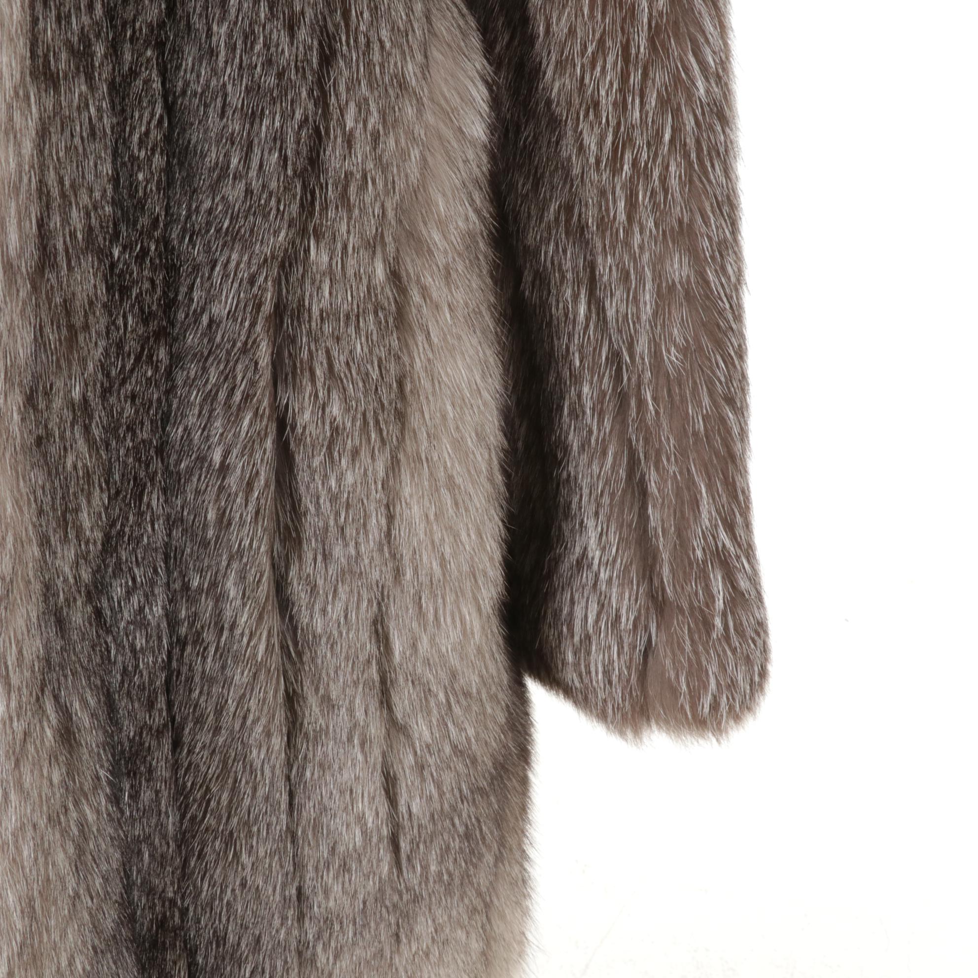 Crystal Fox Fur Open-Front Stroller Coat