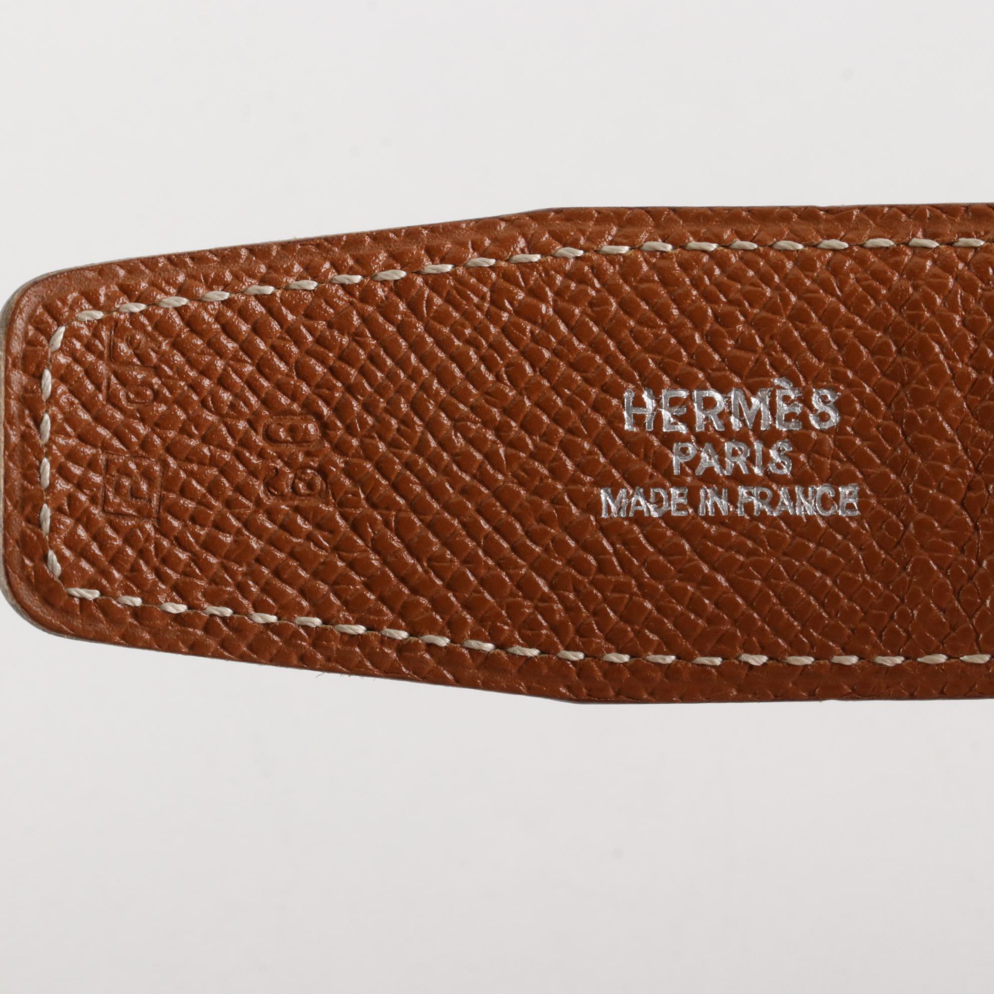 Hermès Constance Reversible Belt in Clemence and Gulliver Leather with Box